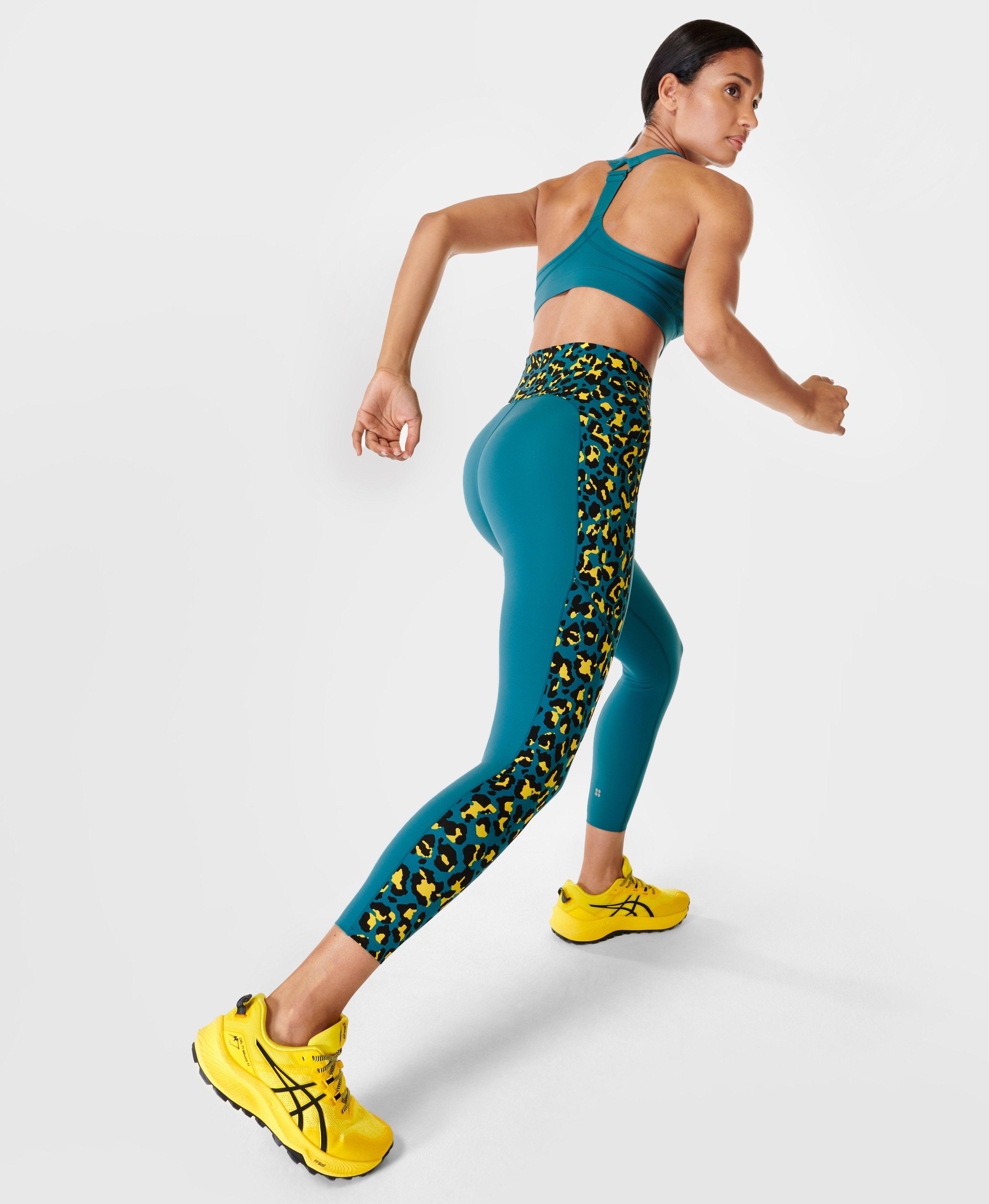 Chica Bomb Lucy Blue Leopard Print Workout Leggings Yoga Pants
