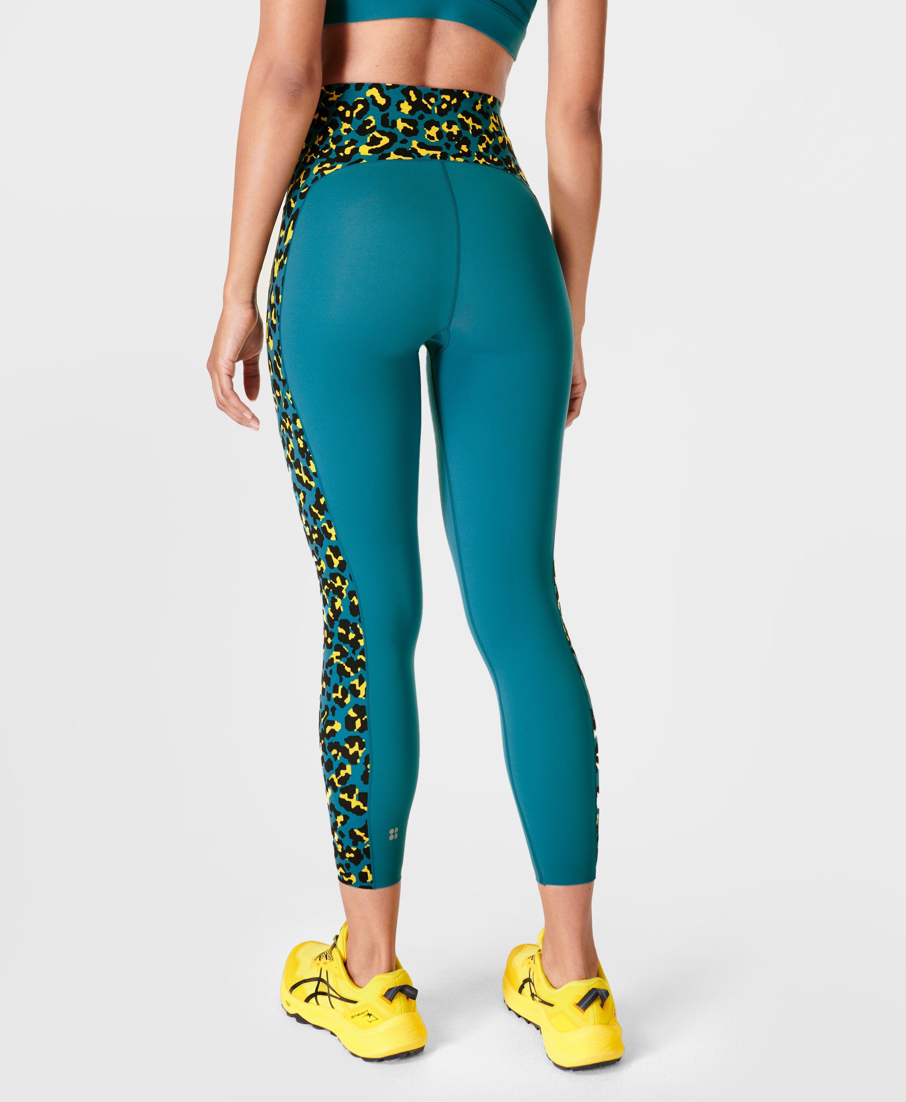 Power 7/8 Gym Leggings - Blue Pixel Leopard Print, Women's Leggings