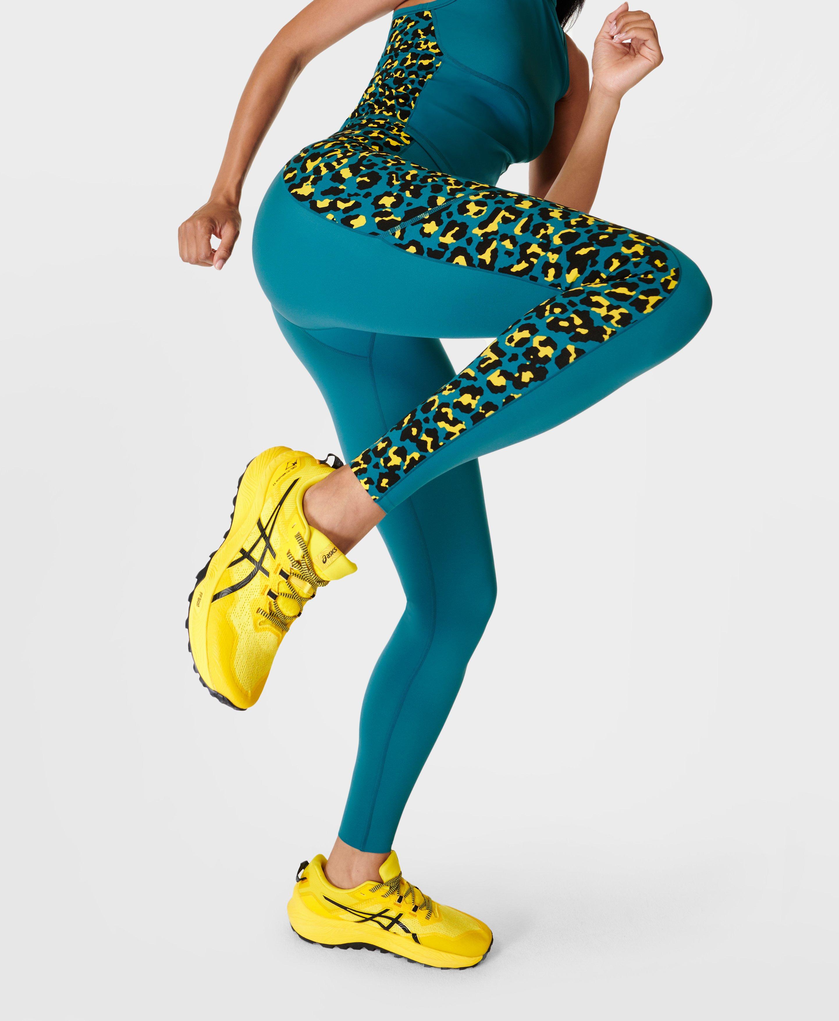 Chica Bomb Lucy Blue Leopard Print Workout Leggings Yoga Pants