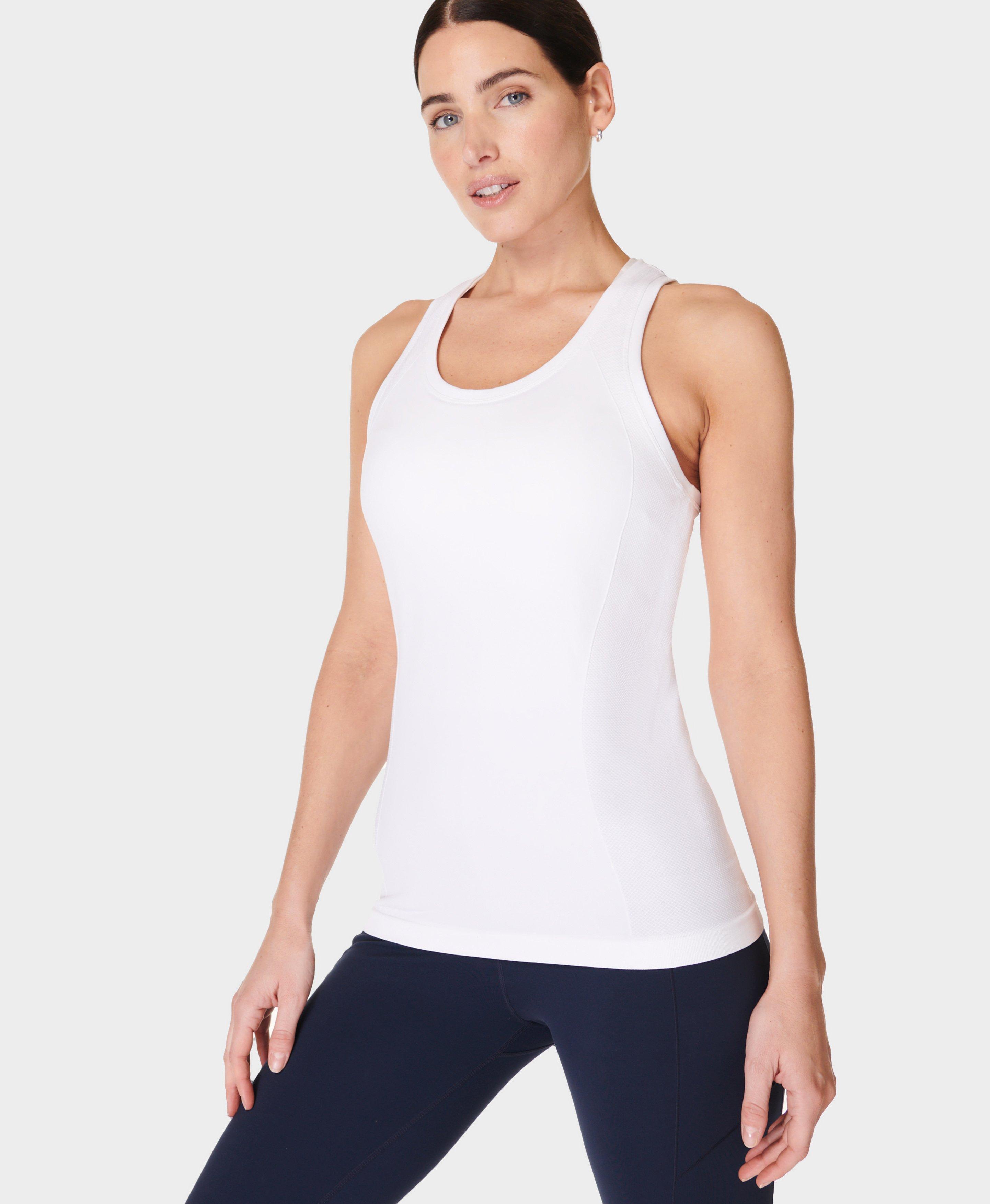 White Tank Bra Workout Top