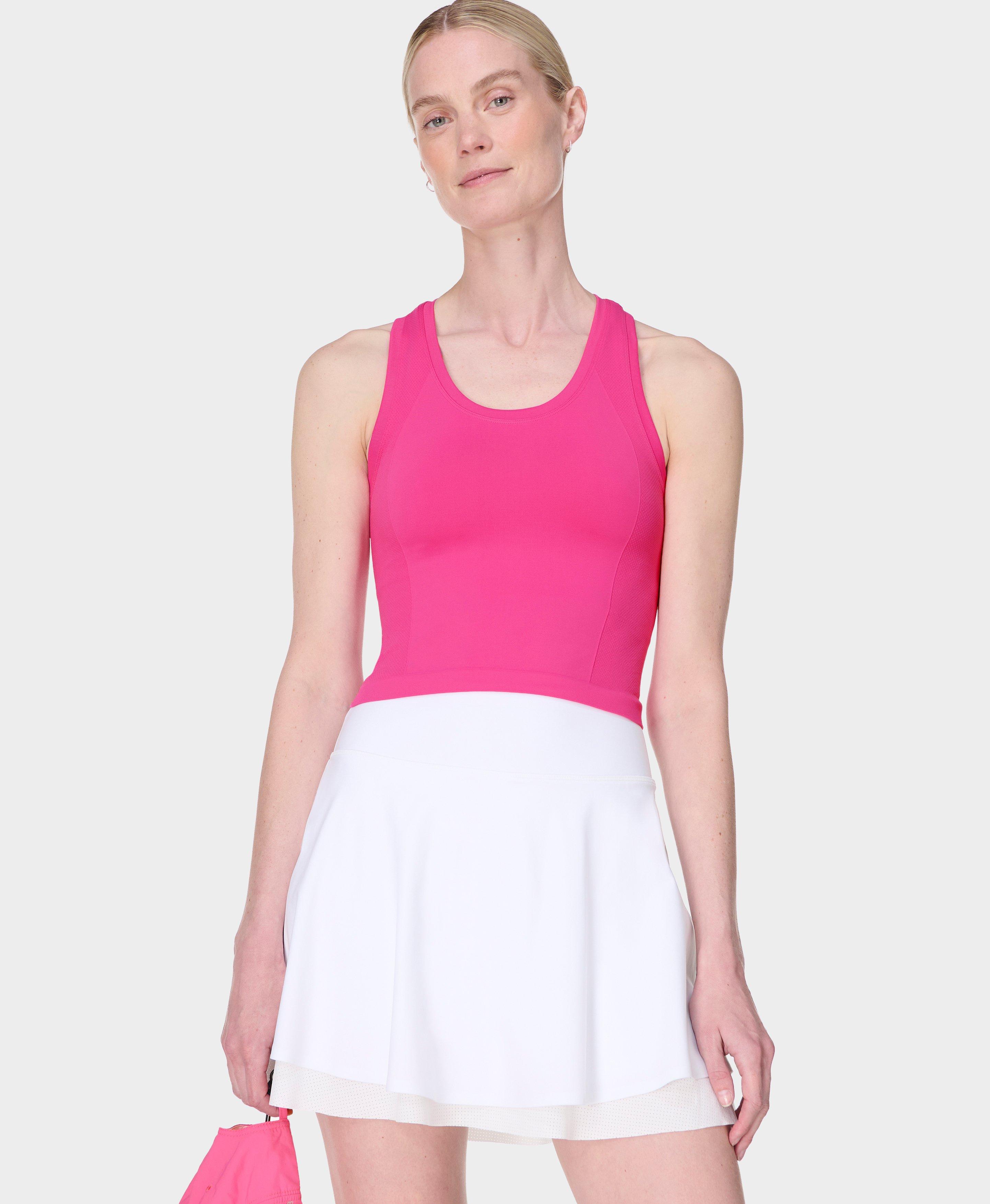 Sweaty Betty Athlete Crop Seamless Gym Vest, Rosa, Damen XS