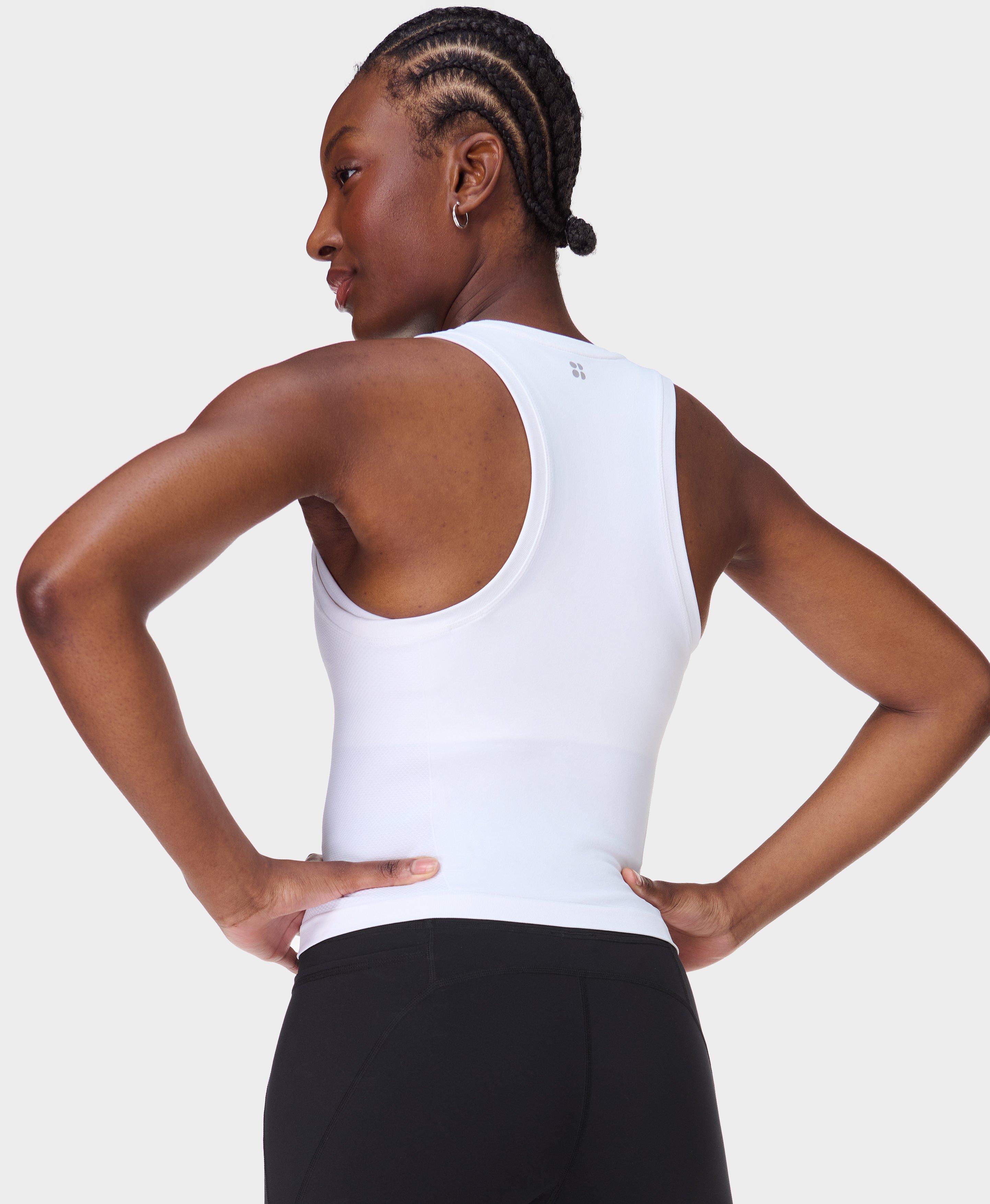 Athlete Crop Seamless Gym Vest , White | Sweaty Betty