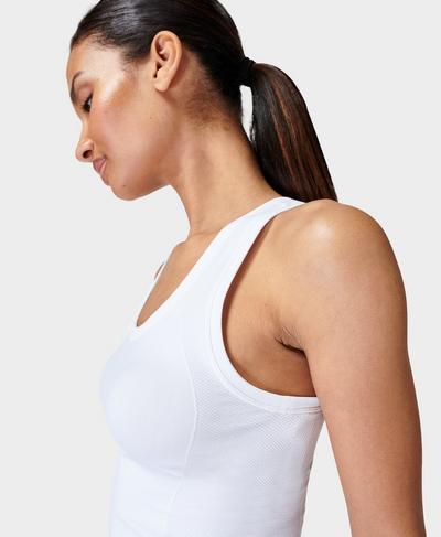Athlete Crop Seamless Gym Vest , White | Sweaty Betty