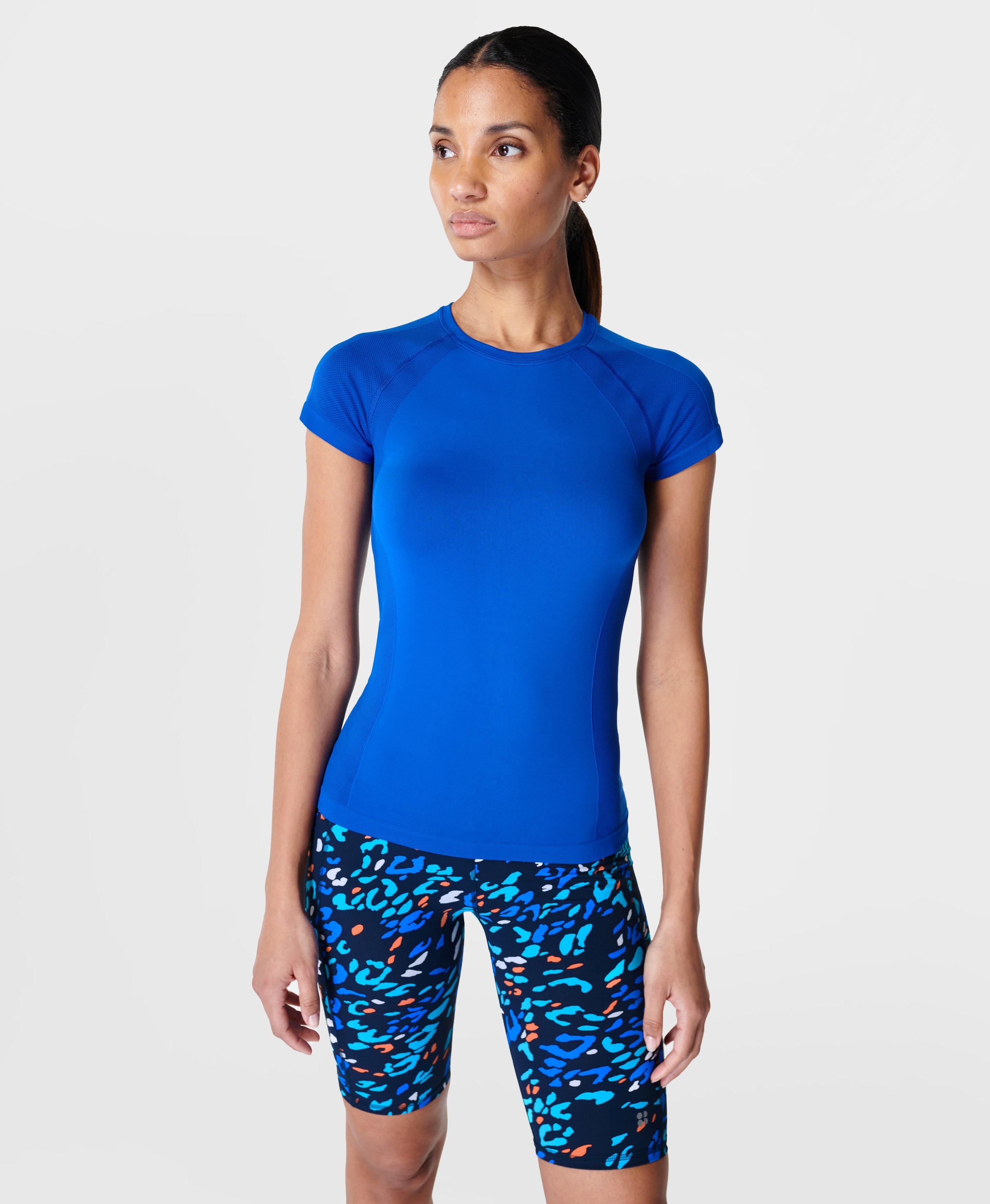 Athlete Seamless Workout Tee- lightningblue | Women's T-Shirts