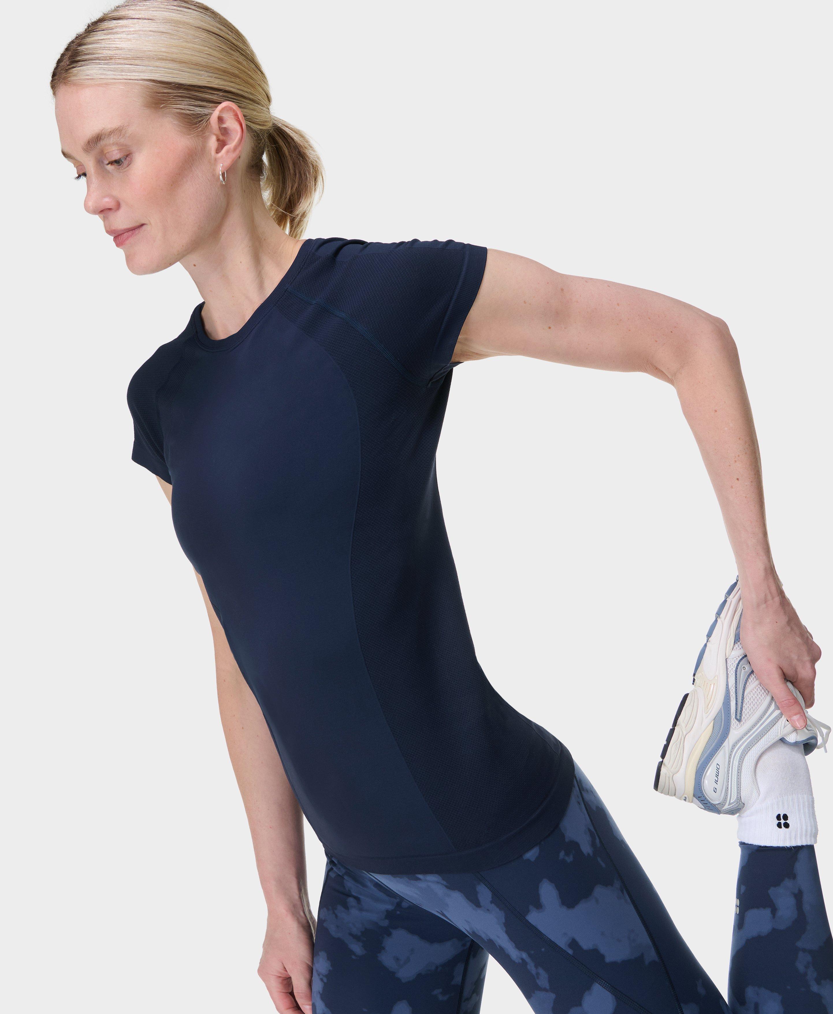 Sweaty Betty Athlete Seamless Gym T-Shirt, Blue, Women's XXS