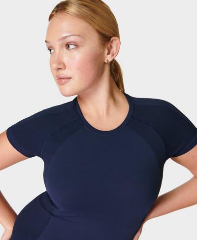 Athlete Seamless Gym T-Shirt, Navy Blue | Sweaty Betty