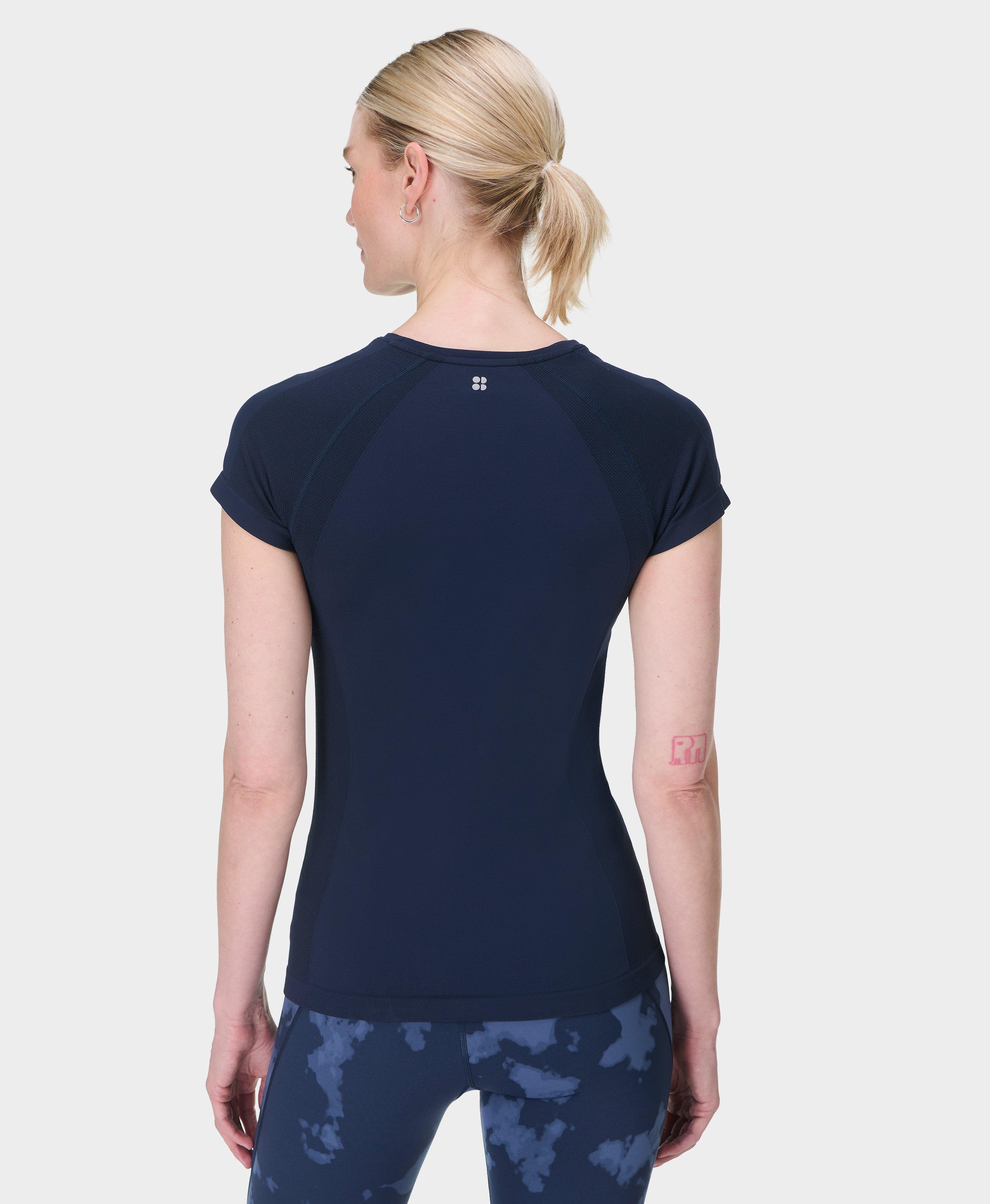 Athlete Seamless Gym T-Shirt - Navy Blue