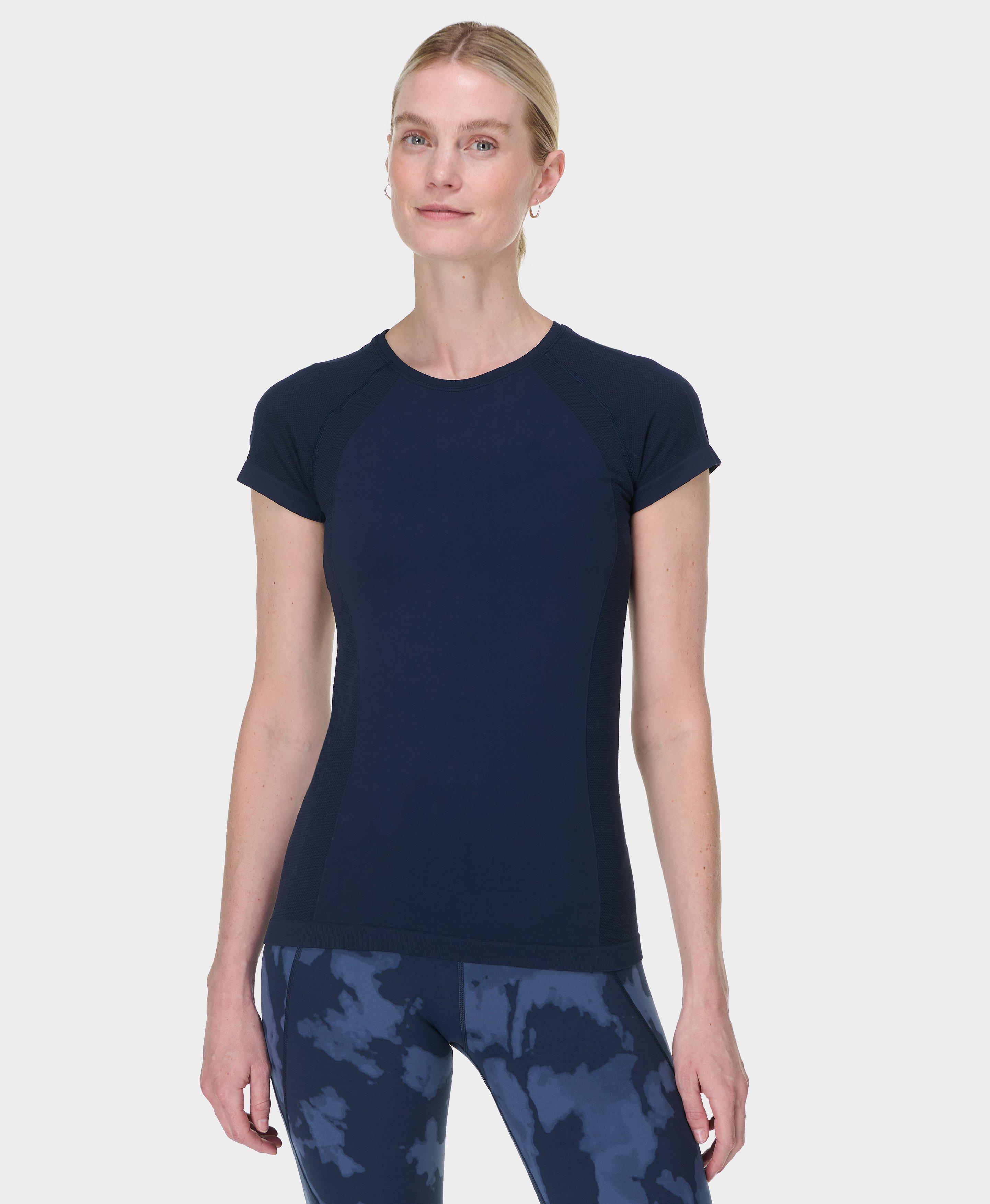 Athlete Seamless Workout Tee - Navy Blue, Women's T-Shirts