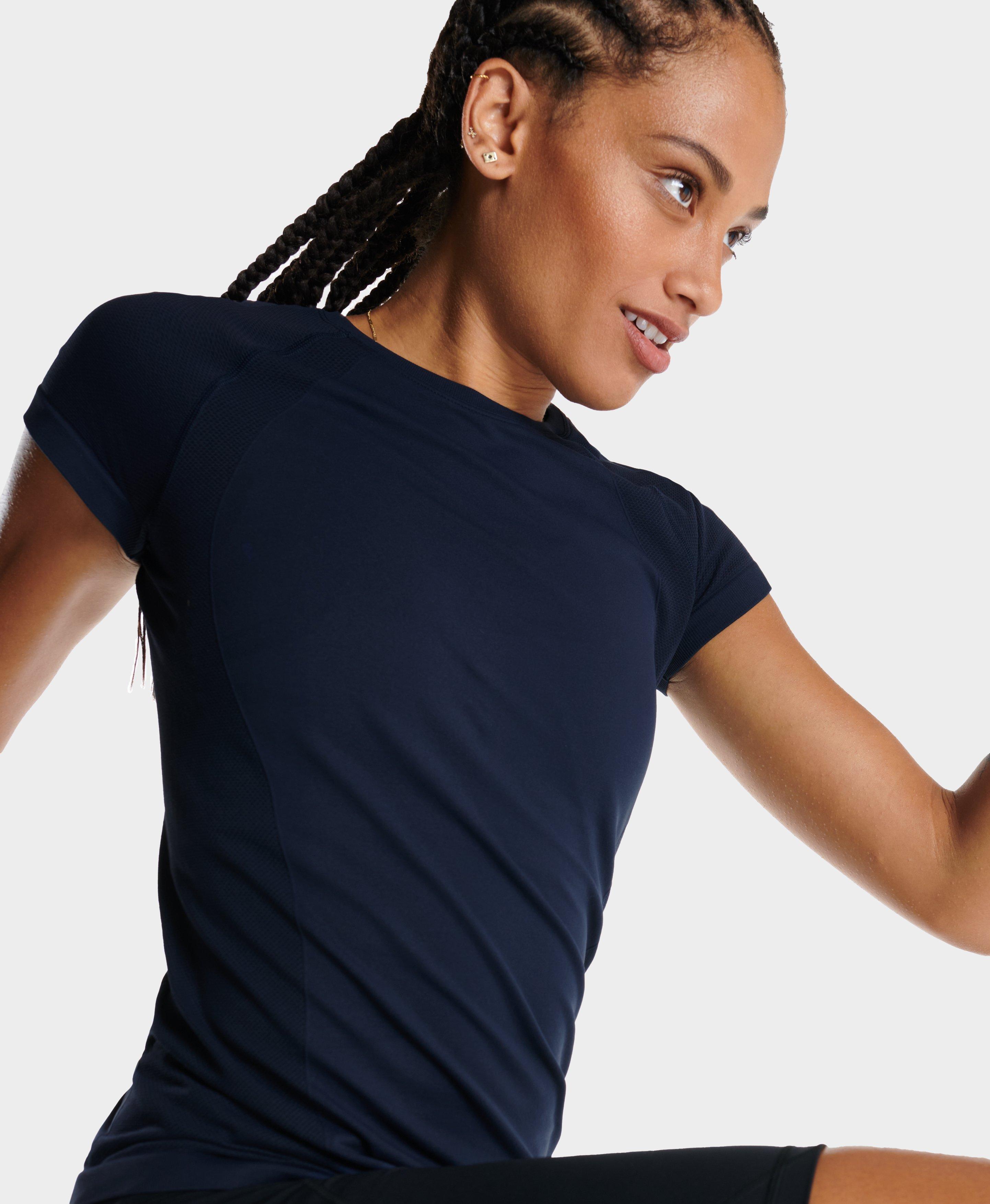 Athlete Seamless Workout Tee - Navy Blue