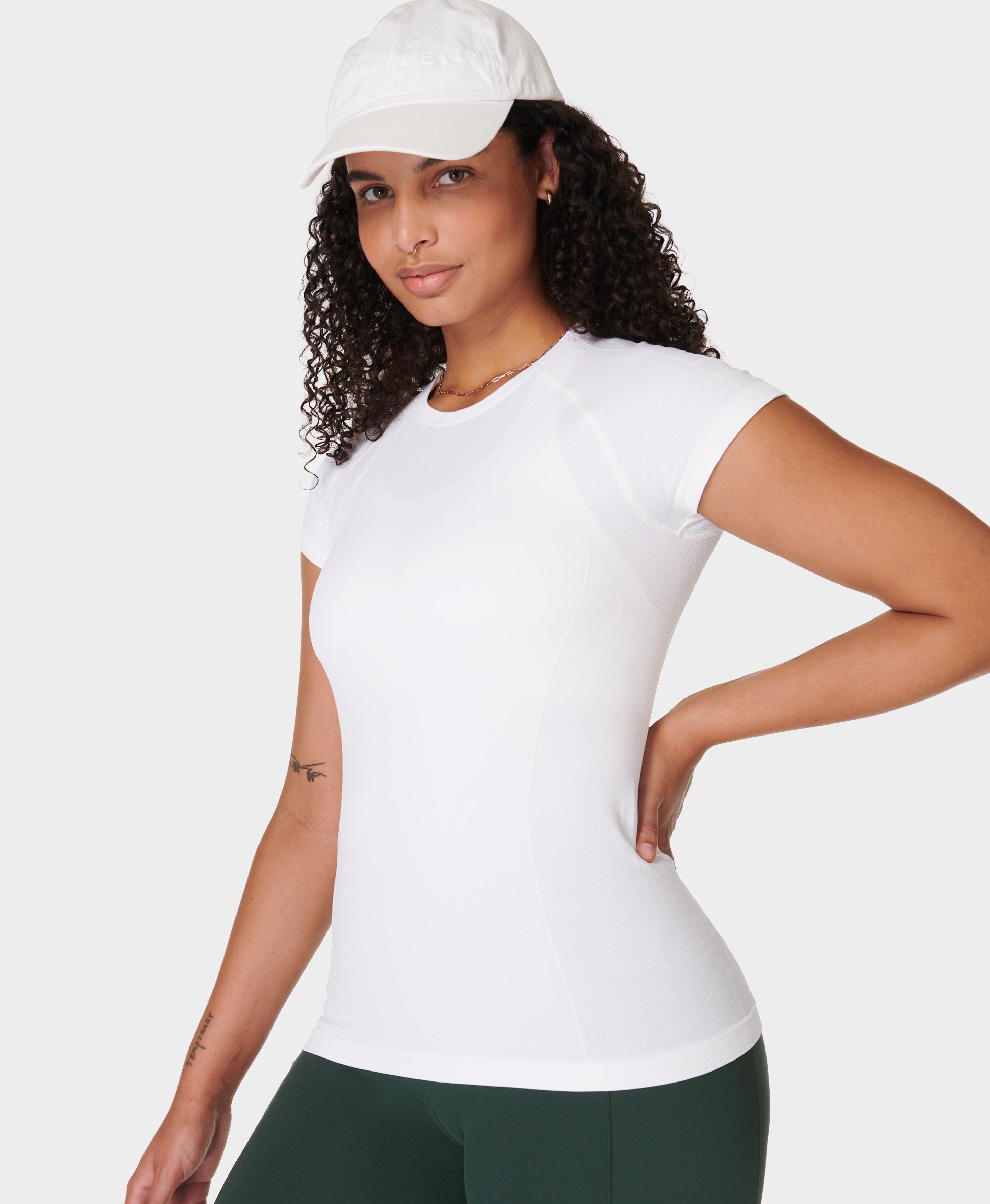 Athlete Seamless Workout Tee - White, Women's T-Shirts