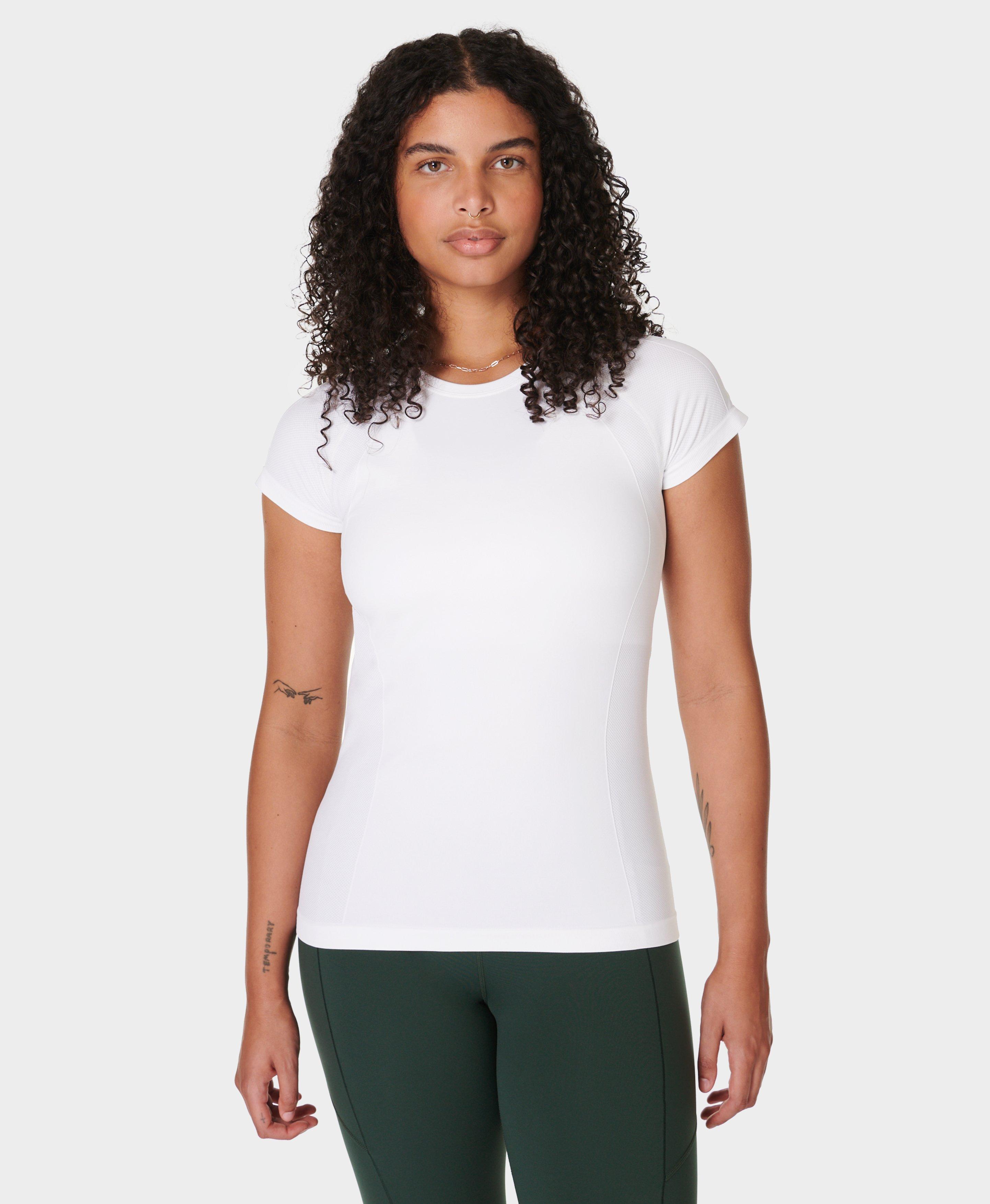 Athlete Seamless Workout Tee - White, Women's T-Shirts