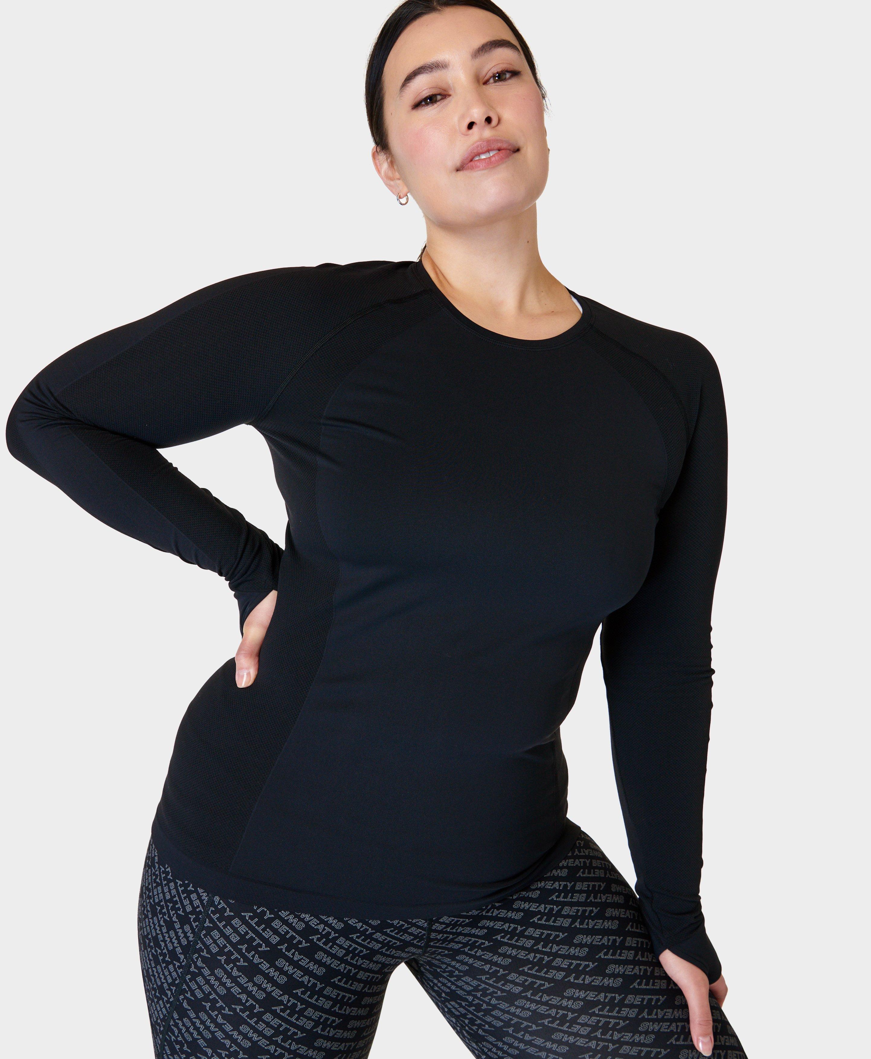 Women's Long Sleeve Zip Up Gym Top - Black