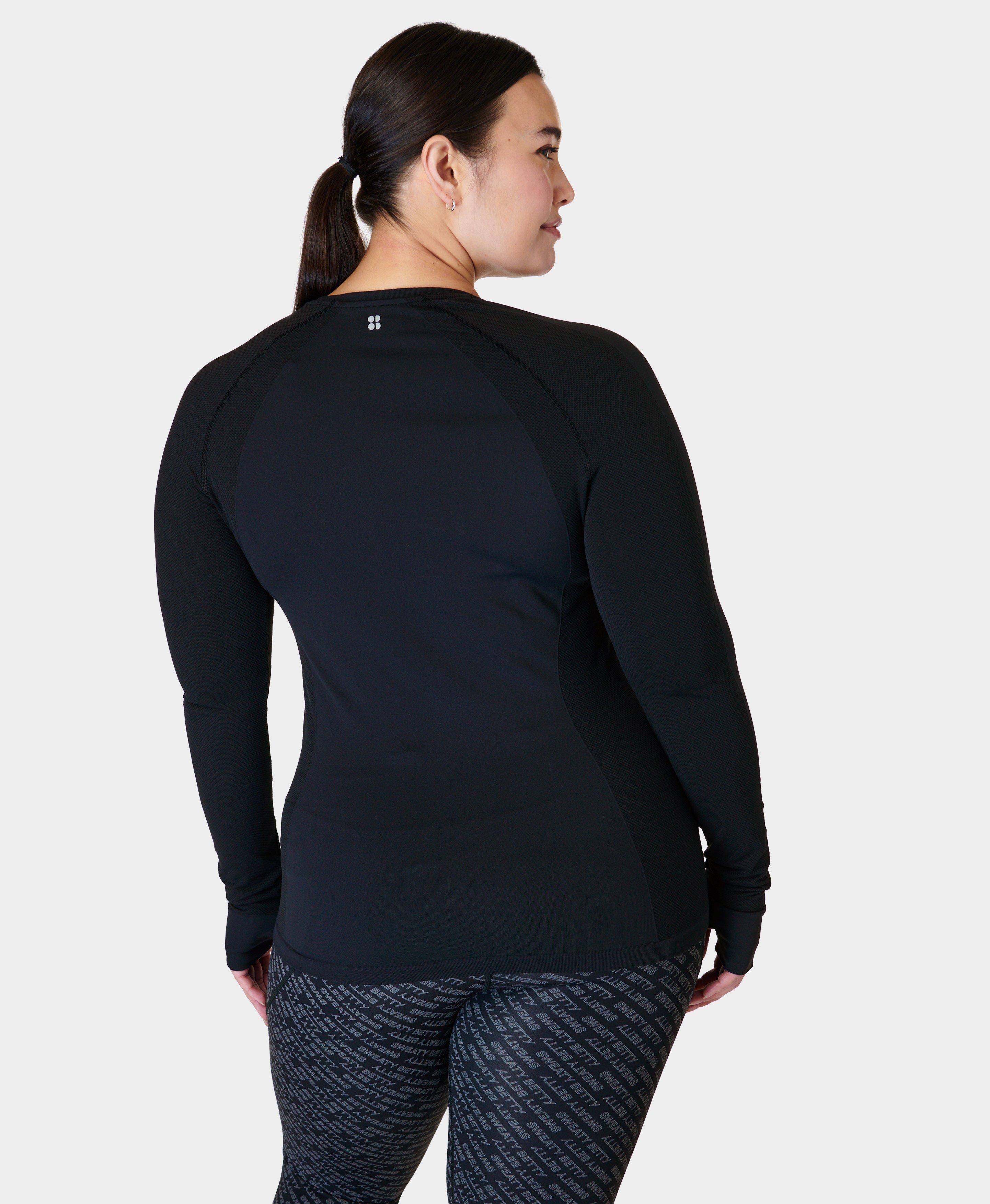 Athlete Seamless Workout Long Sleeve Top - Black