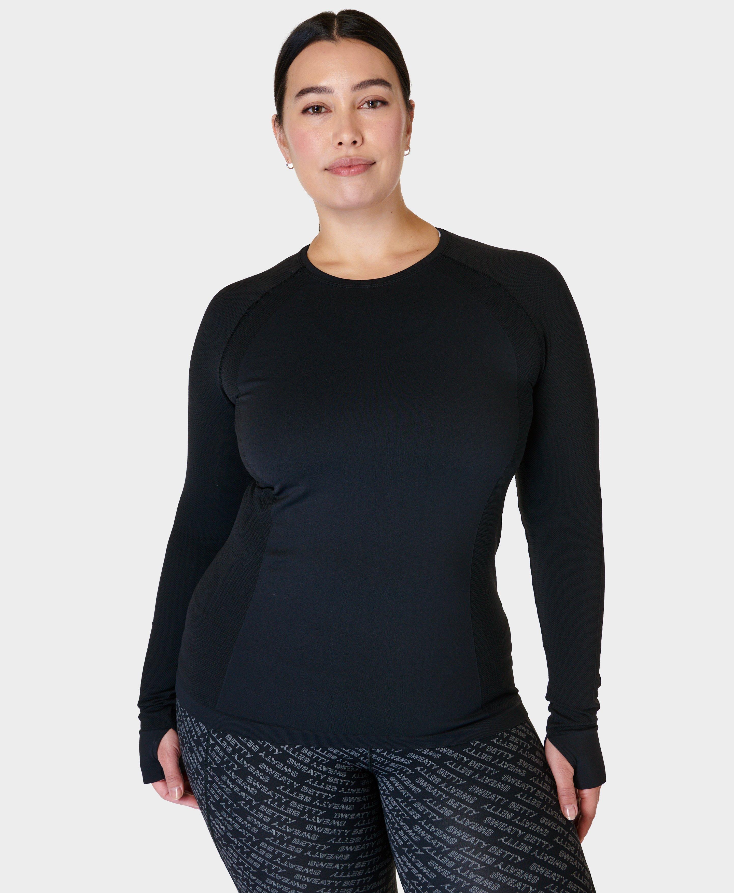 Athlete Seamless Workout Long Sleeve Top - Black