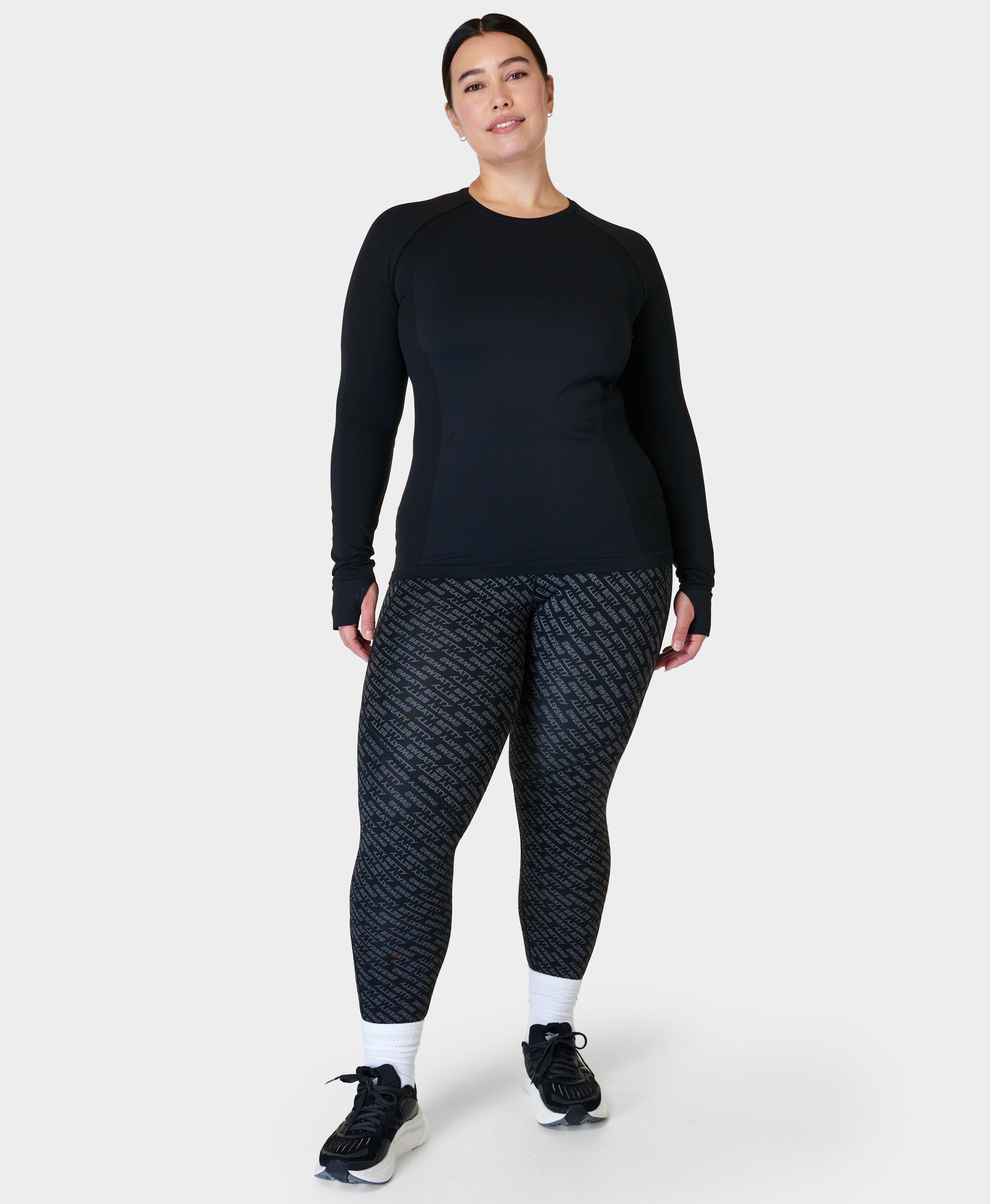 Athlete Seamless Workout Long Sleeve Top - Black, Women's Base Layers &  Long Sleeve Tops