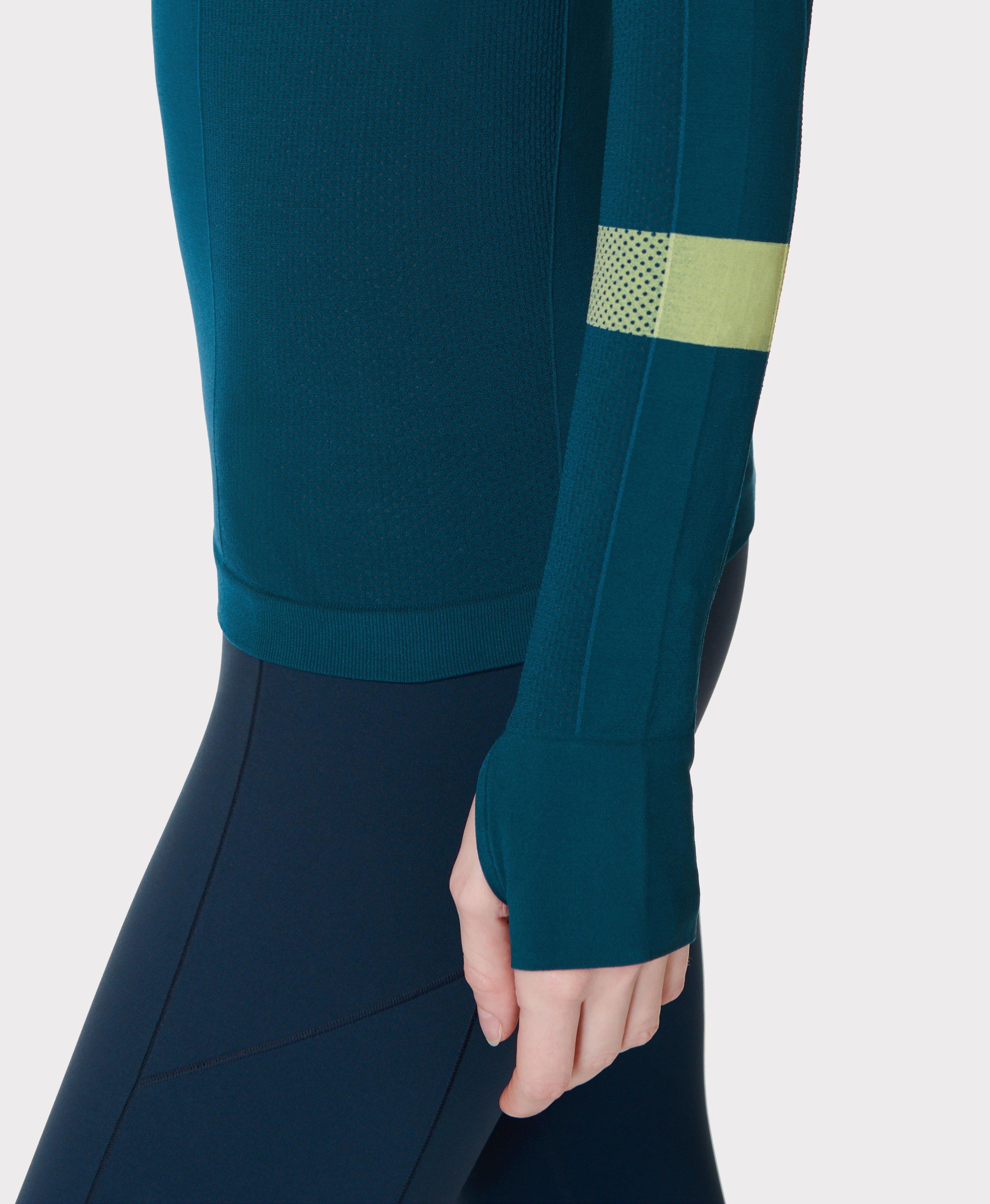 Athlete Seamless Workout Long Sleeve Top - Navy Blue, Women's Base Layers  & Long Sleeve Tops