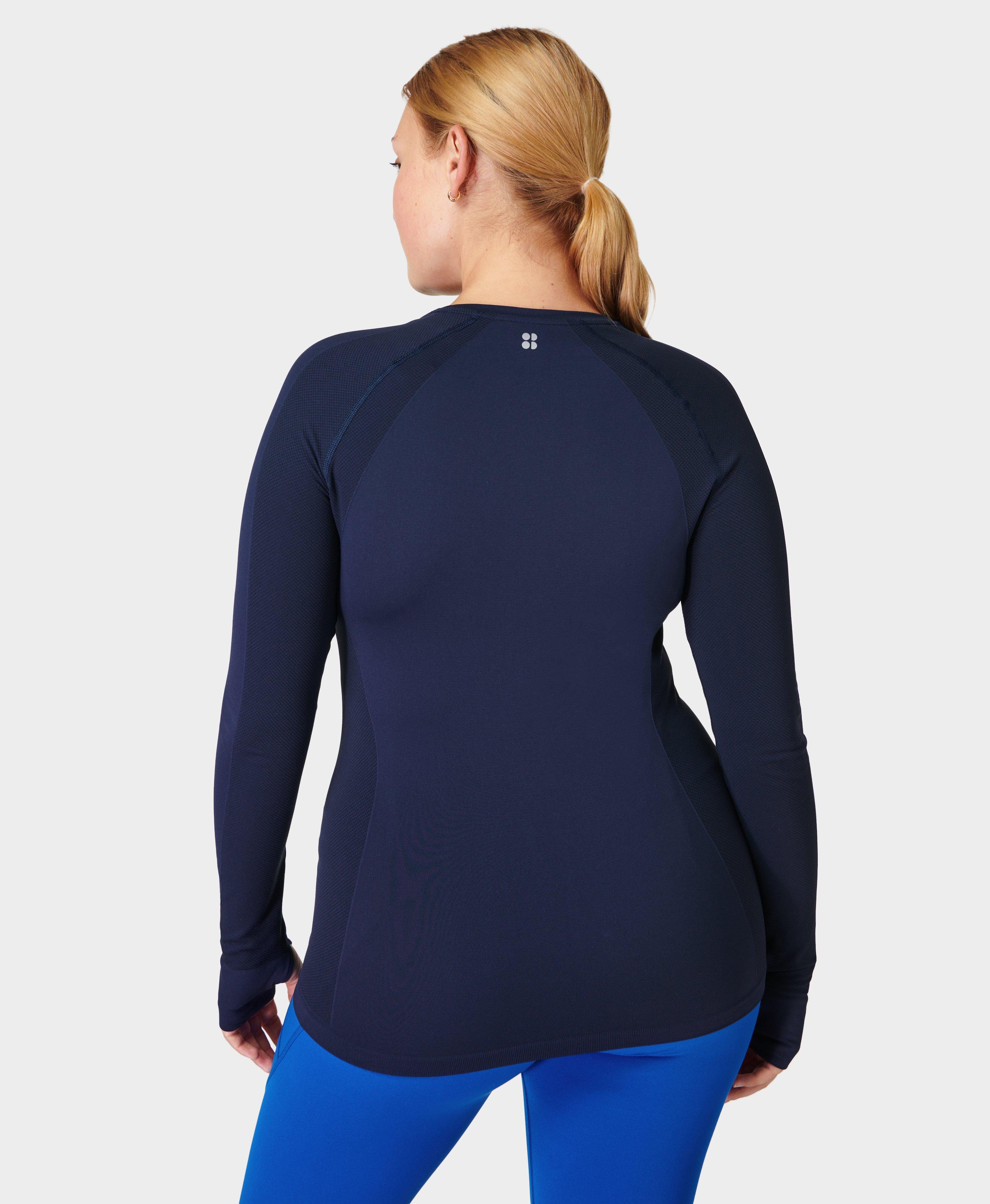 Athlete Seamless Workout Long Sleeve Top - Navy Blue