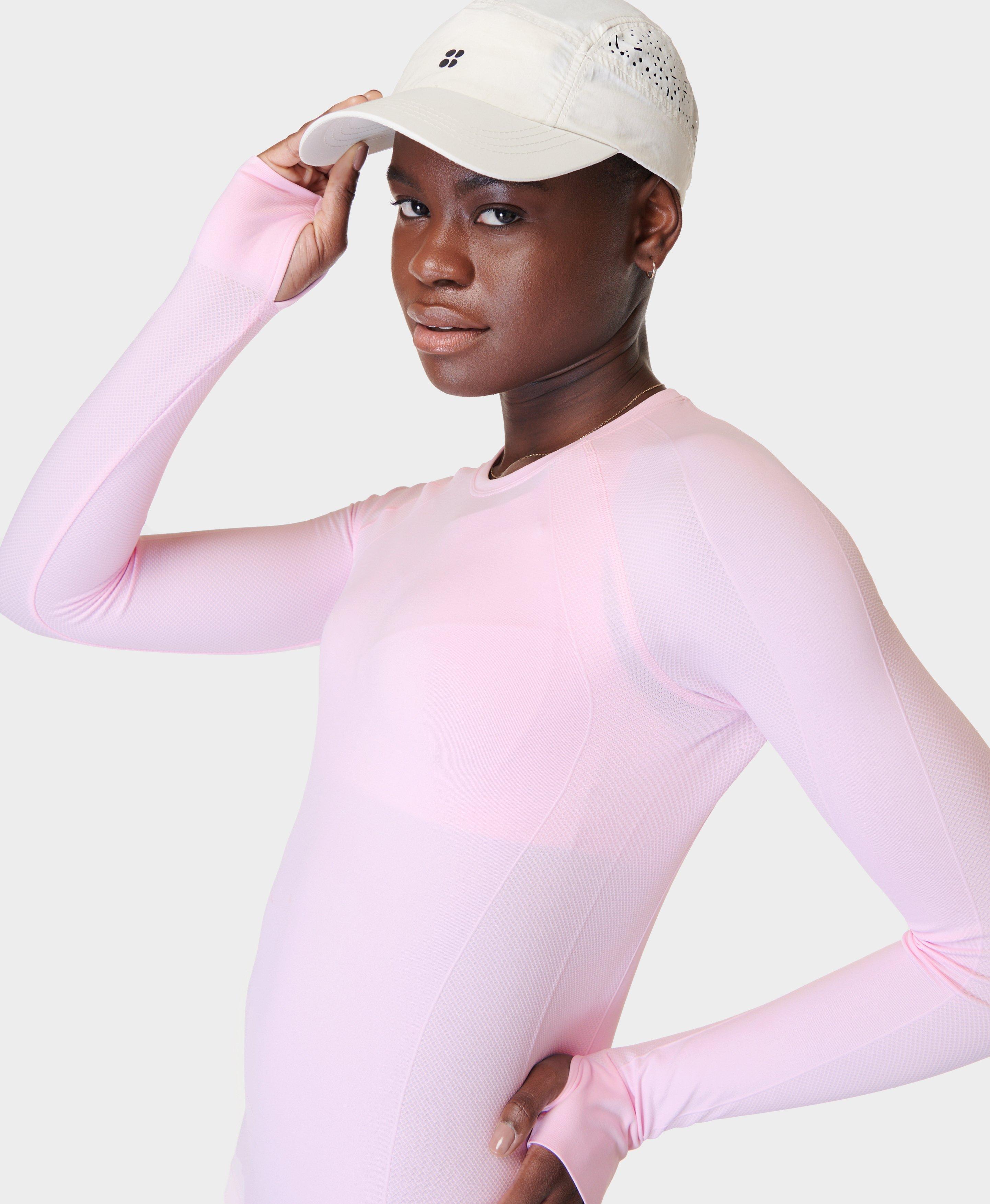 Pink long sleeve gym on sale top