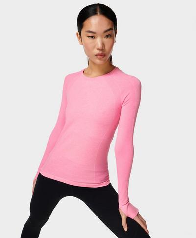 Athlete Seamless Workout Long Sleeve Top, Sparkling Pink | Sweaty Betty