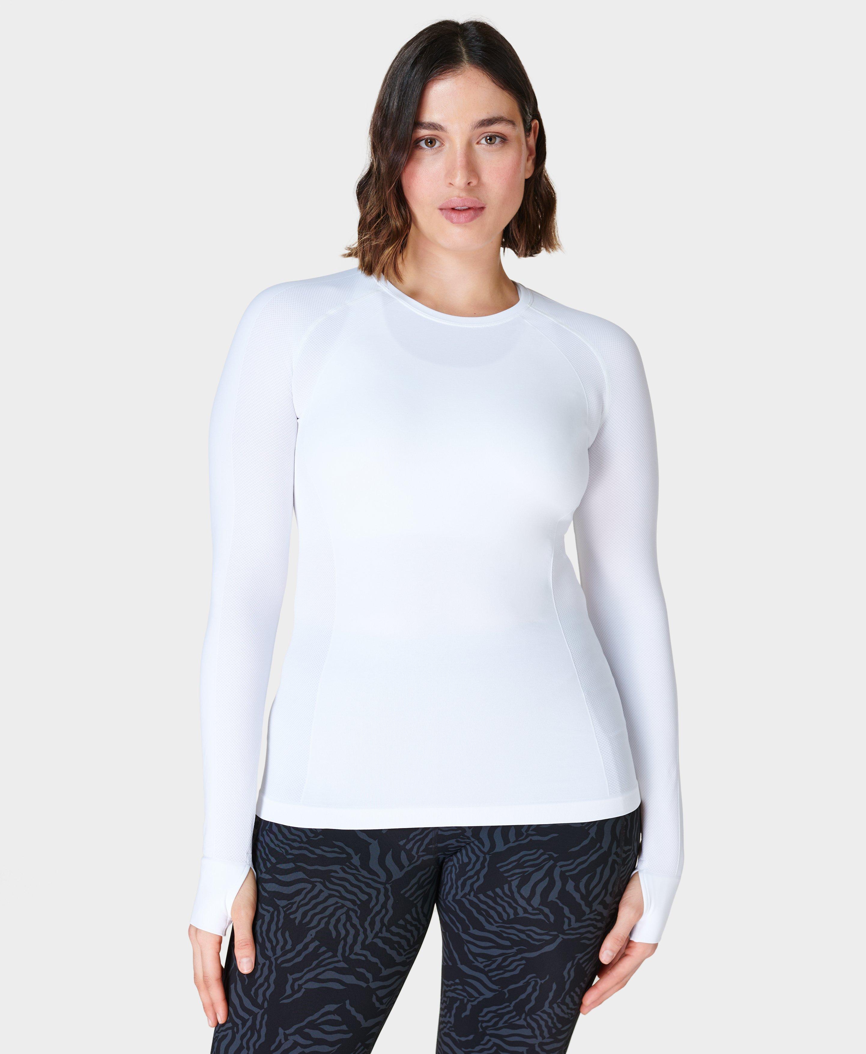 Athlete Seamless Workout Tee - White, Women's T-Shirts