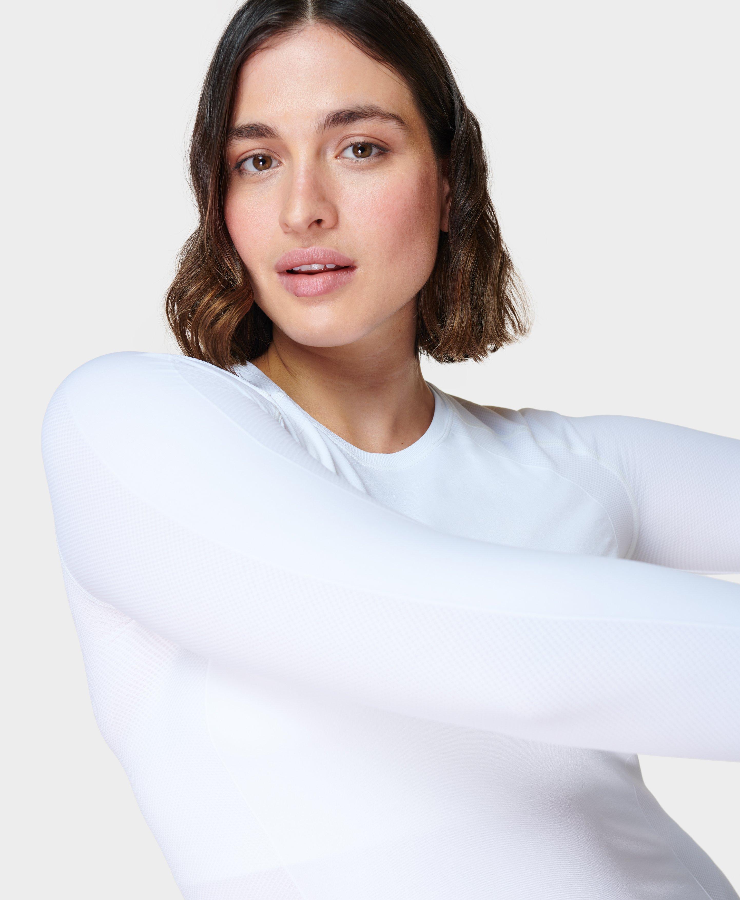 Sweaty Betty Athlete Seamless Long Sleeve Top, White at John Lewis &  Partners