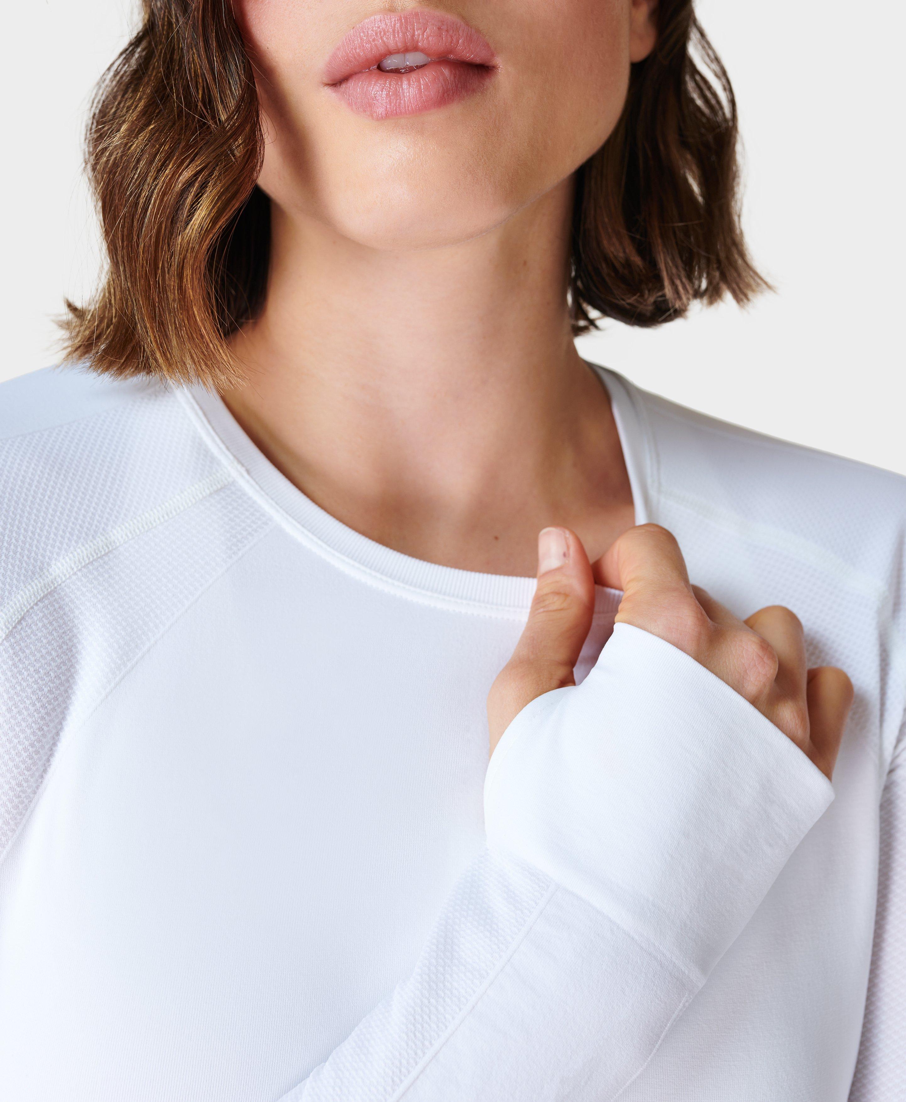 Sweaty Betty Athlete Seamless Long Sleeve Top, White at John Lewis &  Partners