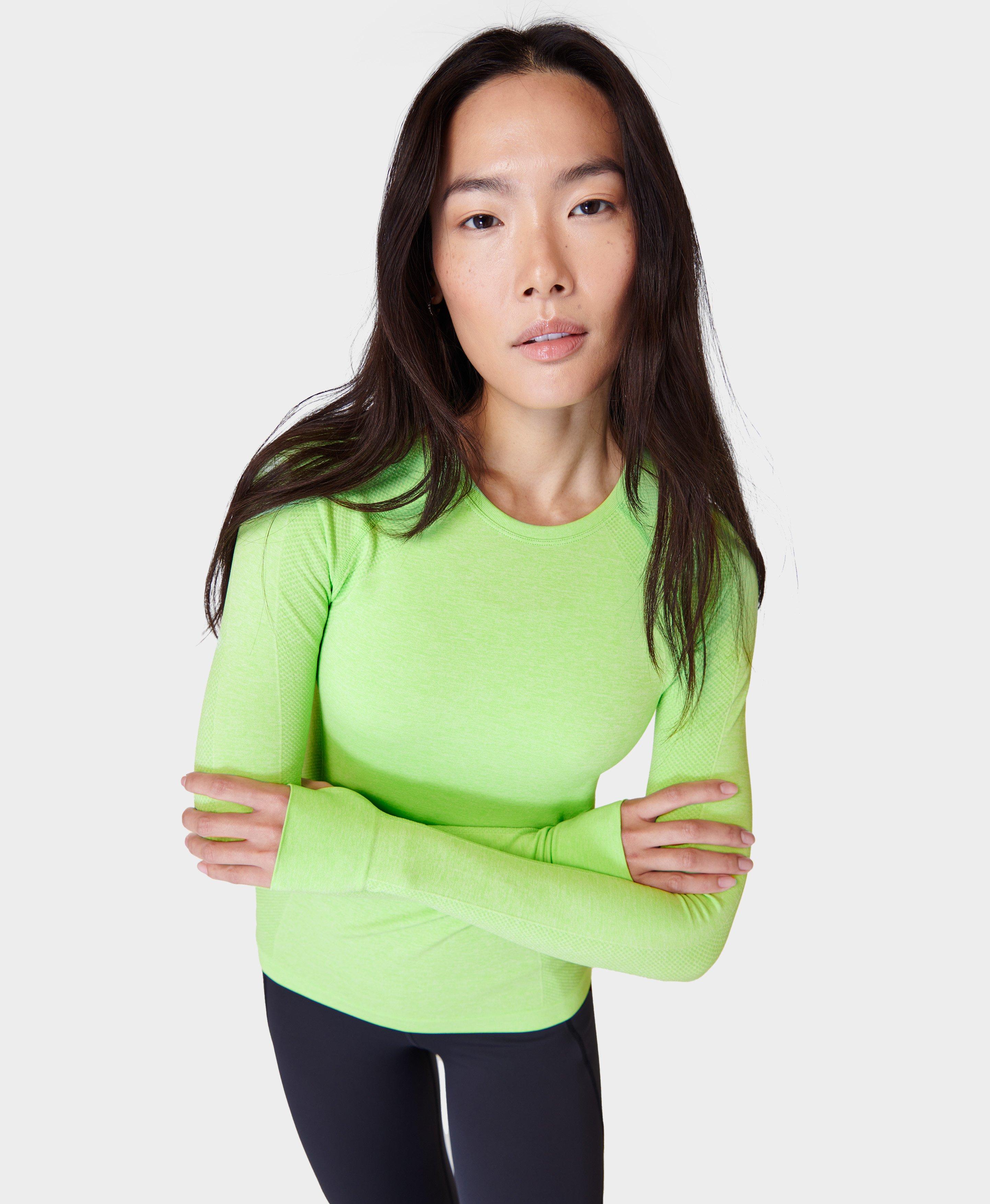 Athlete Seamless Workout Long Sleeve Top - Zest Green Marl, Women's Base  Layers & Long Sleeve Tops