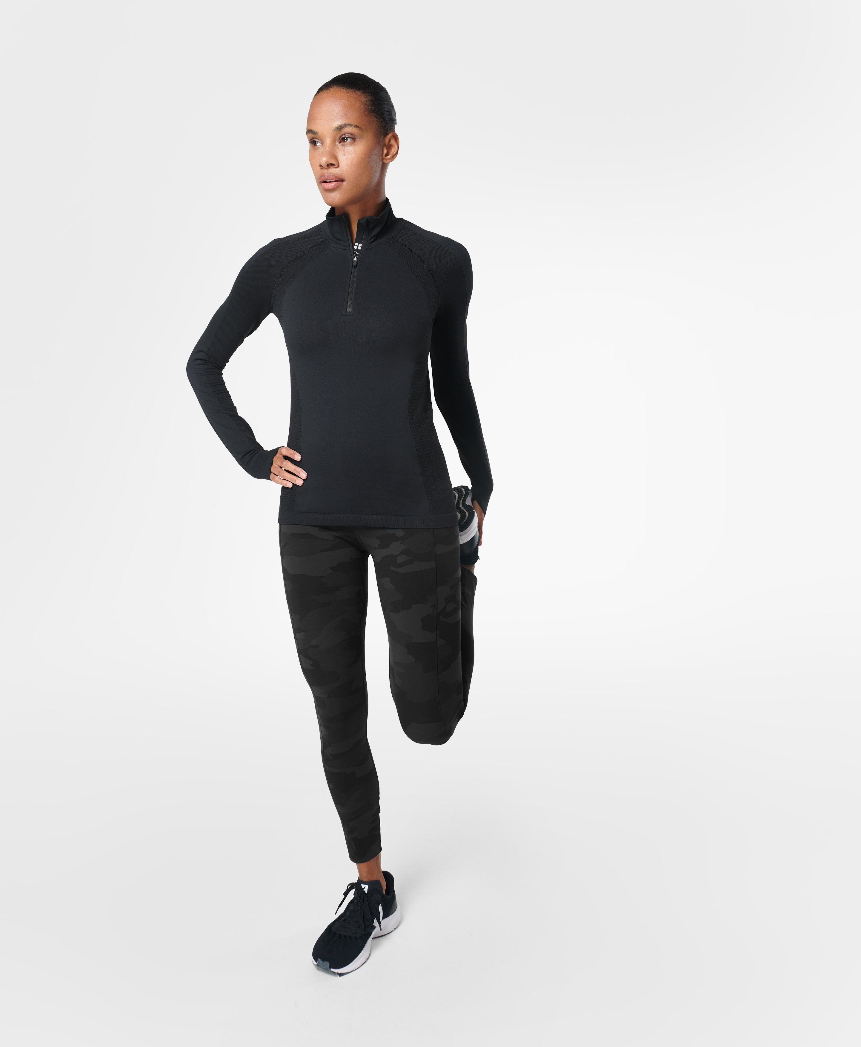 Black Long Sleeve Seamless Sports Top