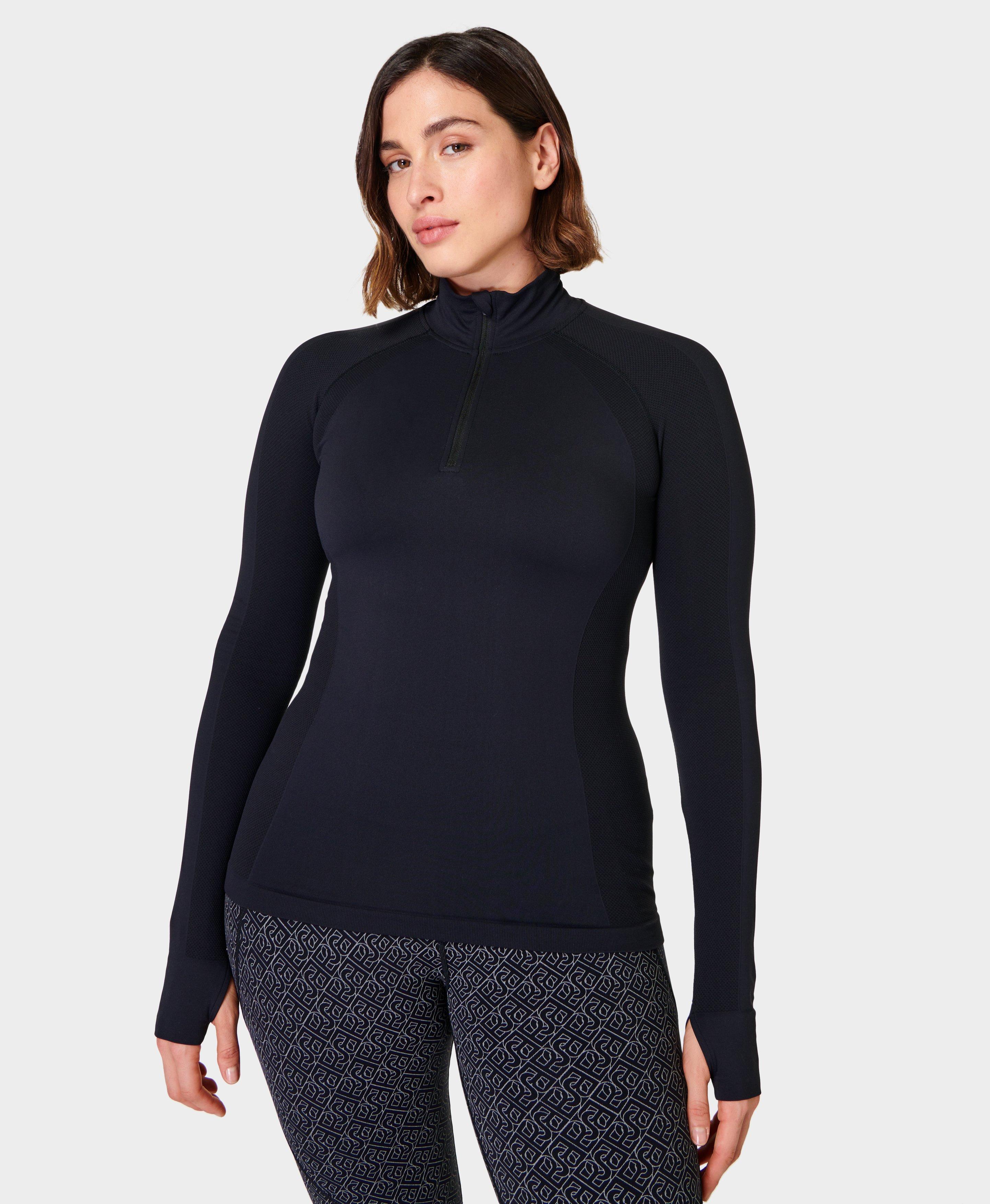 Athlete Seamless Workout Long Sleeve Top - Black, Women's Base Layers & Long  Sleeve Tops