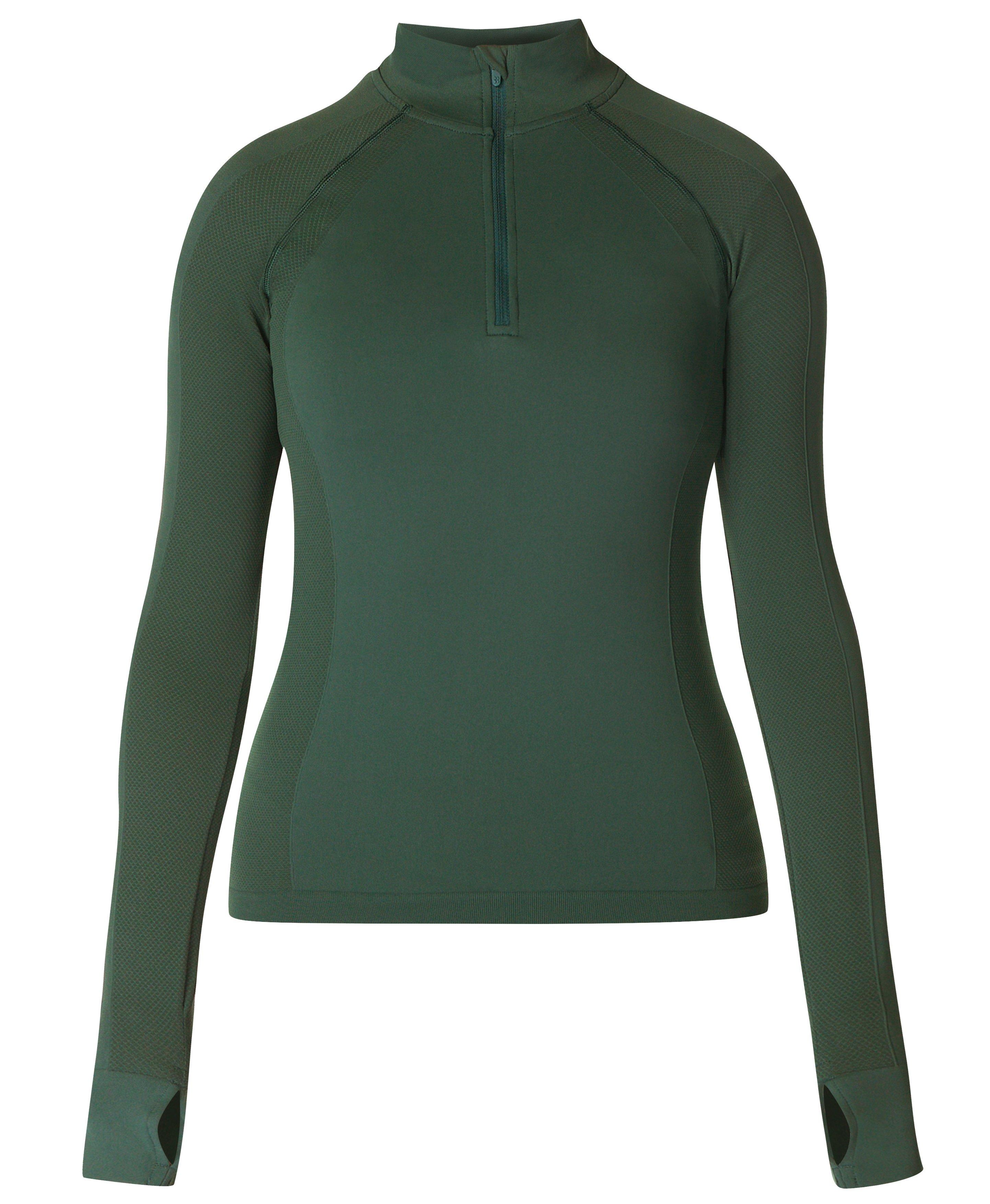 Athlete Seamless Half Zip Long Sleeve Top - Trek Green