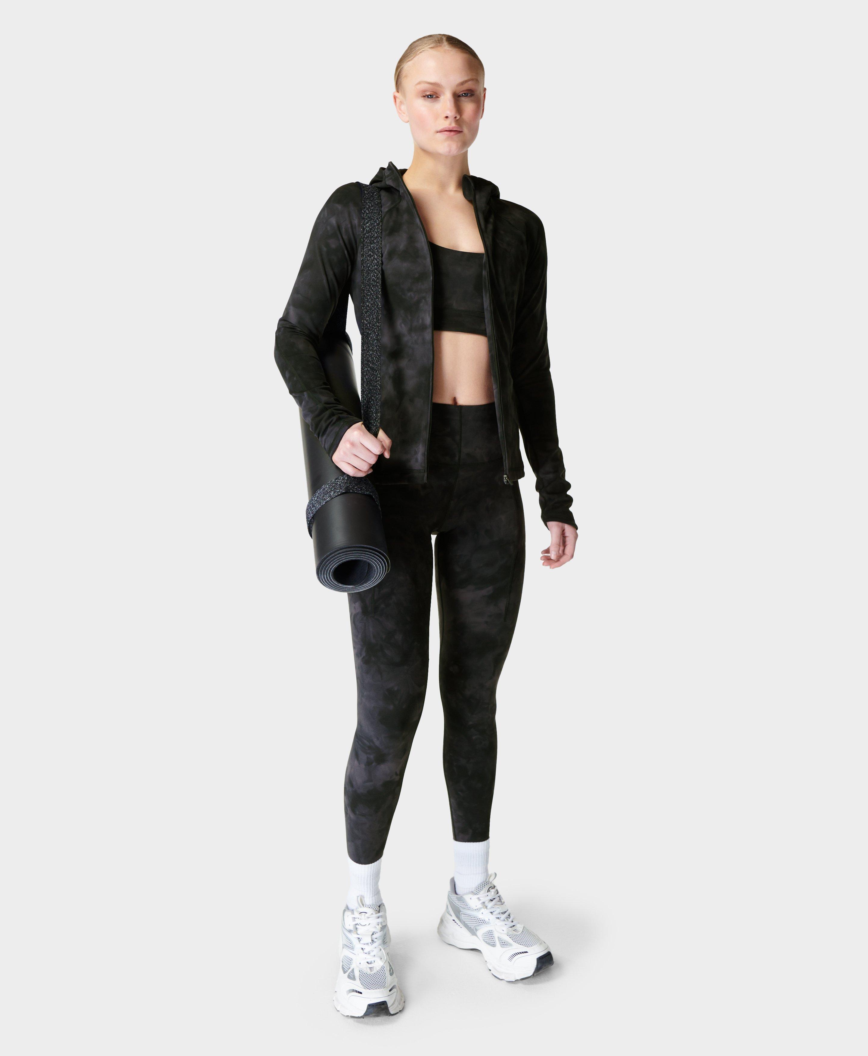 Super Soft Workout Zip Up - Black Spray Dye Print, Women's Jumpers,  Sweatshirts & Hoodies