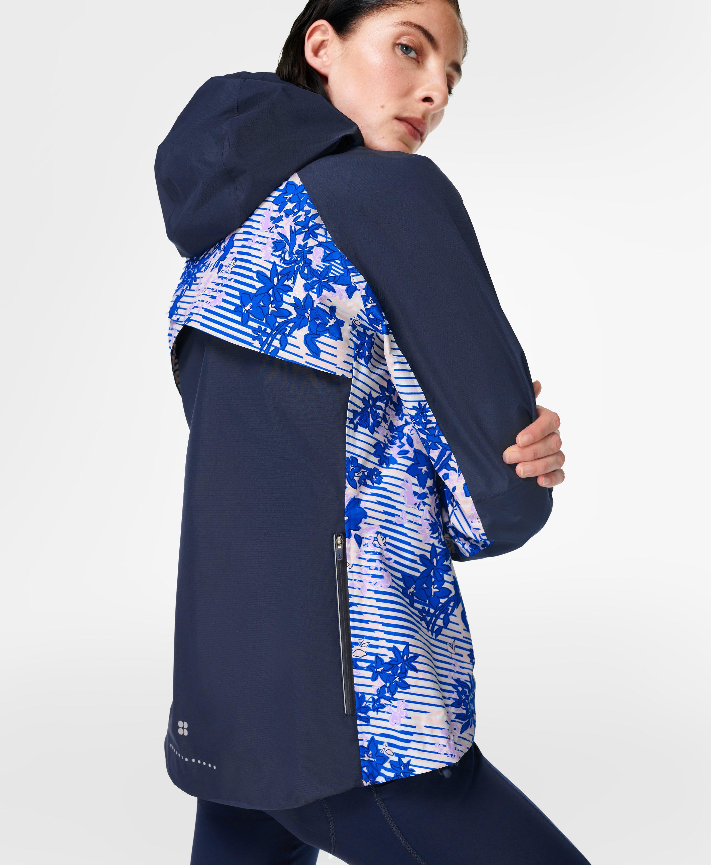 Commuter Waterproof Cycling Jacket - Blue Floral Grid Print, Women's  Jackets & Coats