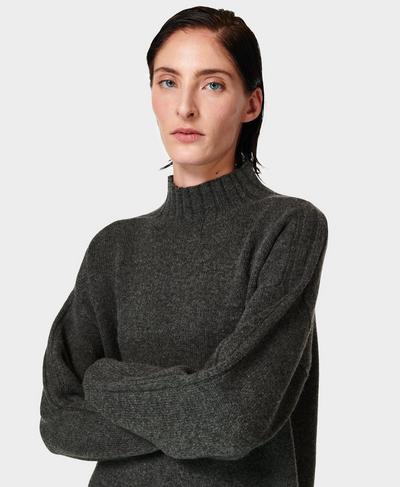 Mountain Wool Sweater, Charcoal Grey Marl | Sweaty Betty