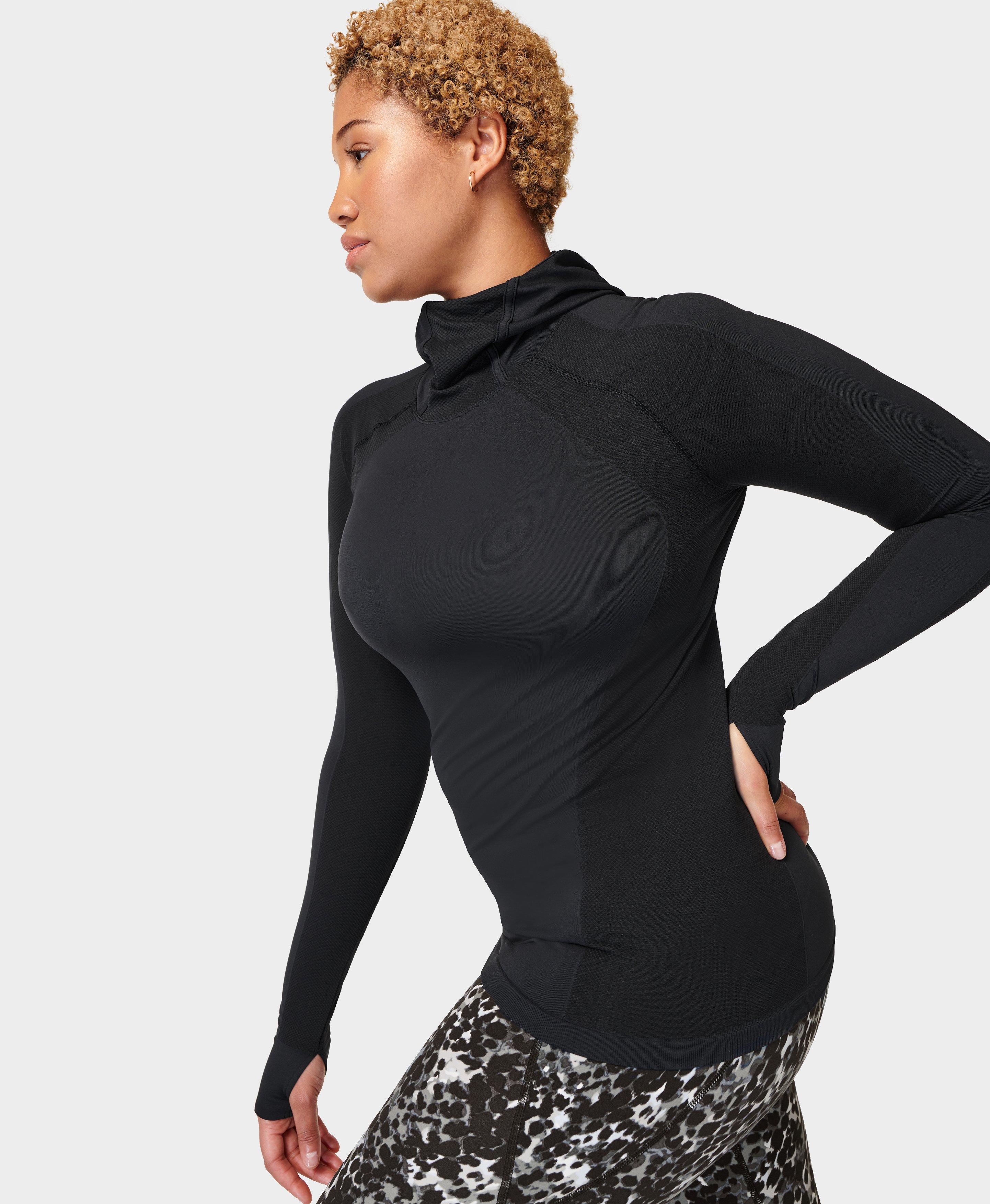 Athlete Hooded Long Sleeve Top - Black, Women's Base Layers & Long Sleeve  Tops