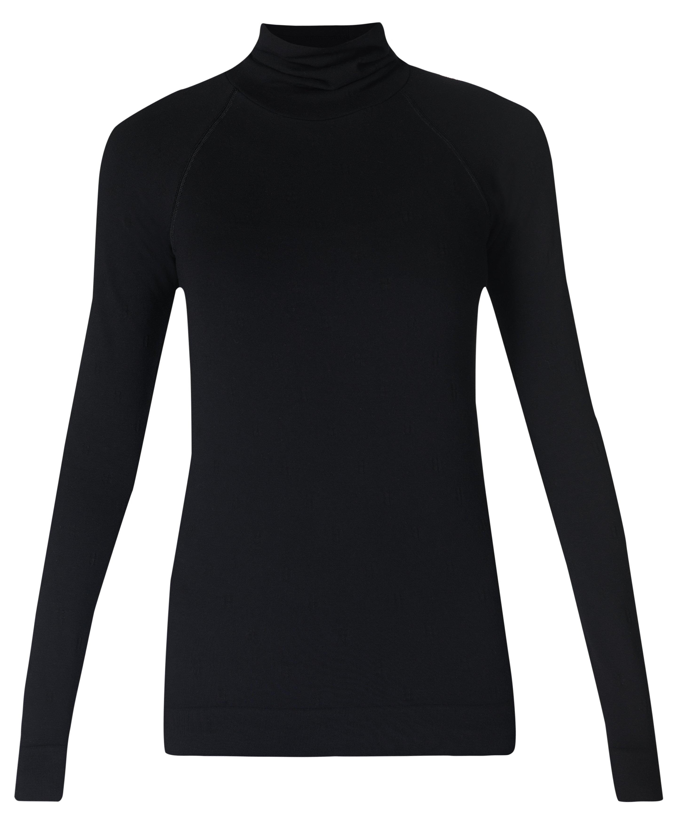 Modal Dot High Neck Jacquard Base Layer Top - Black