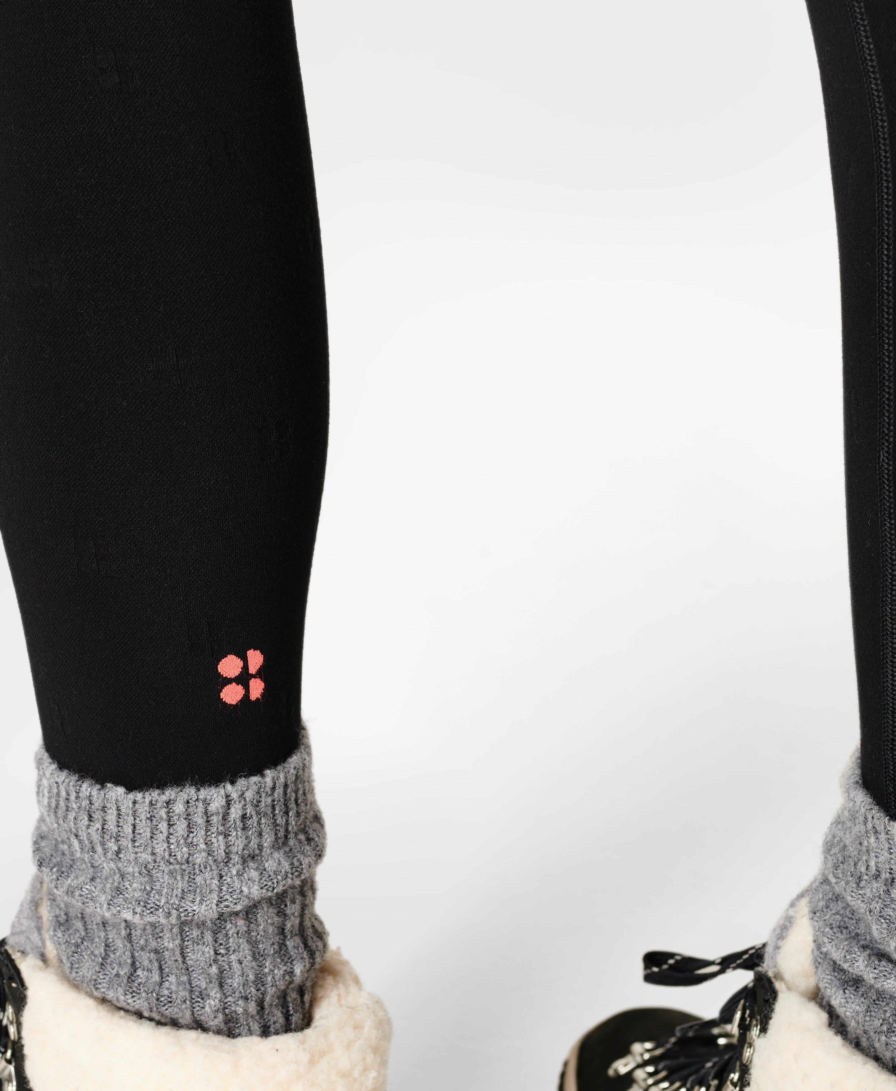 Modal Dot Jacquard Base Layer Leggings - Black, Women's Ski Clothes