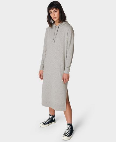 Essentials Hooded Sweat Dress, Mid Grey Marl | Sweaty Betty