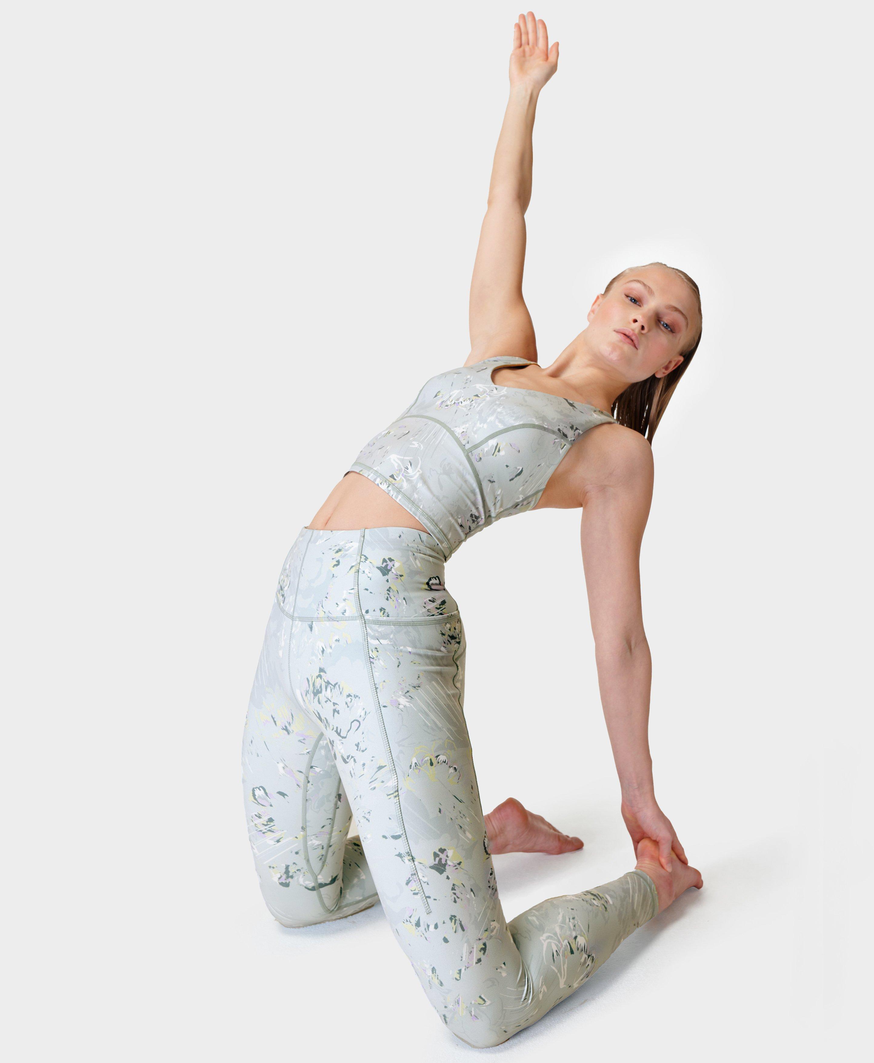 Super Soft Yoga Leggings - Blue Falling Floral Print, Women's Leggings