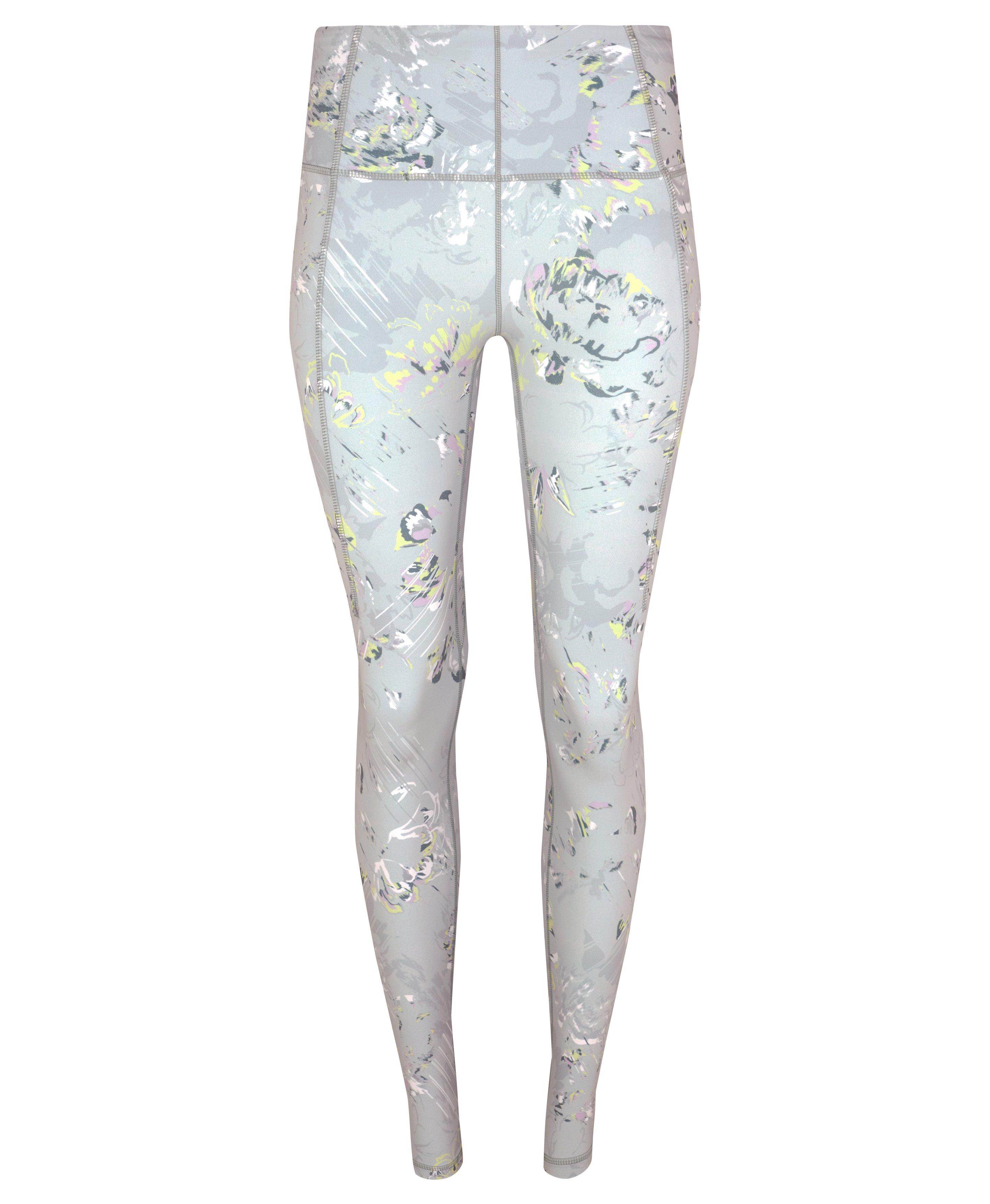 Sexy Dance Women Trousers Cropped Yoga Pants Elastic Waisted Leggings  Breathable Bottoms Floral Print Jeggings Blue XS 