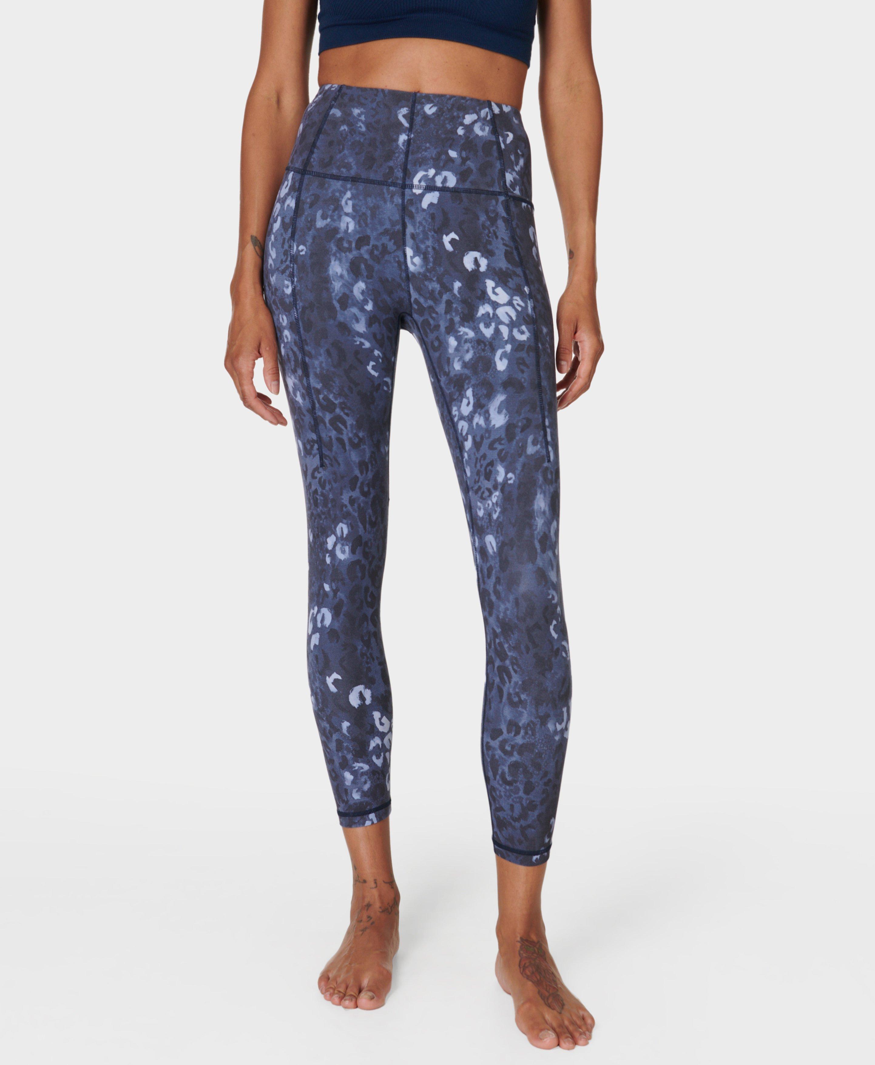 Chica Bomb Ellie Blue Leopard Performance Yoga Capri Leggings - Women