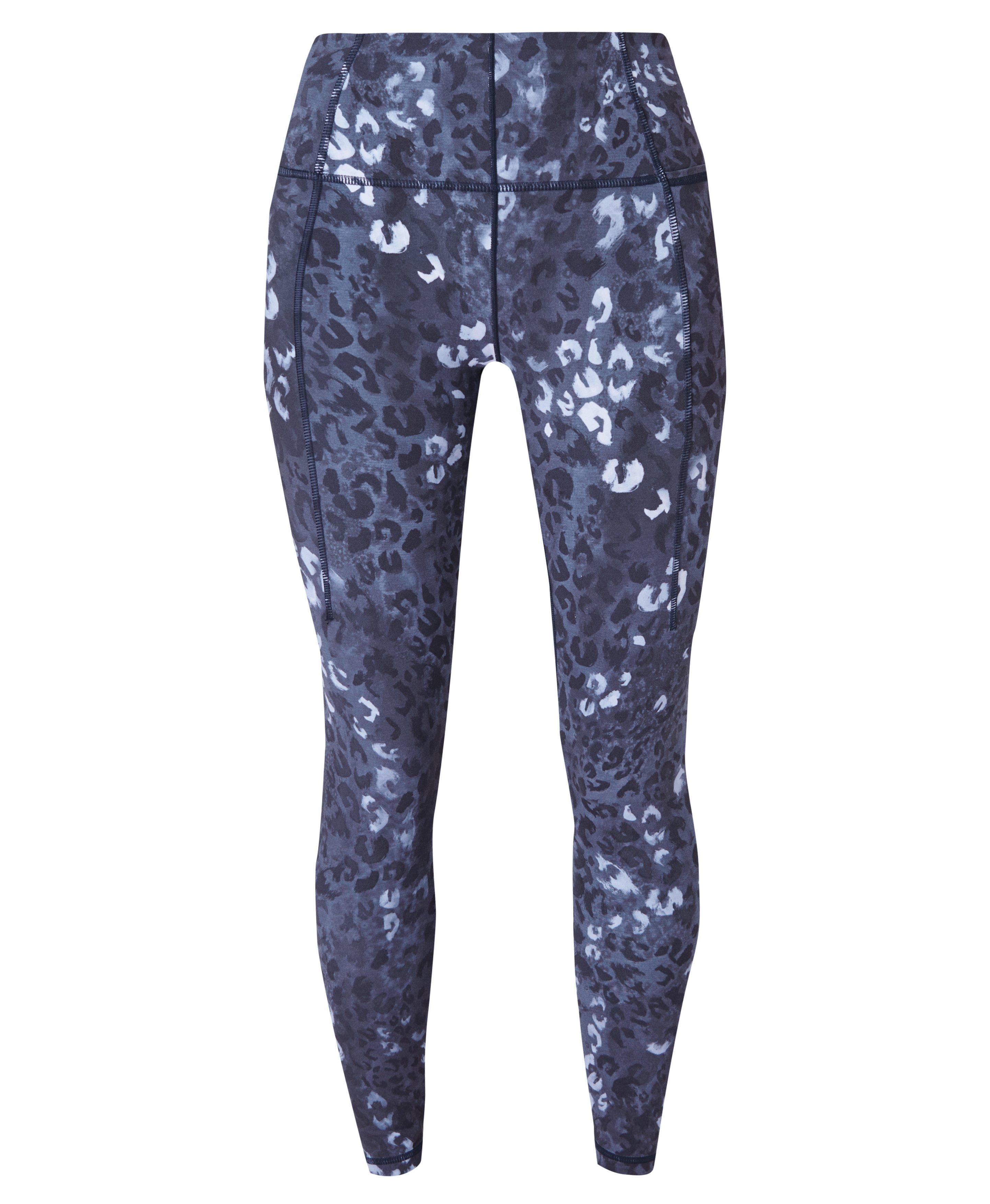 Super Soft 7/8 Yoga Leggings - Blue Leopard Shadow Print, Women's Leggings