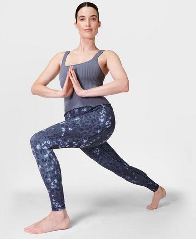Super Soft Yoga Leggings, Blue Leopard Shadow Print | Sweaty Betty