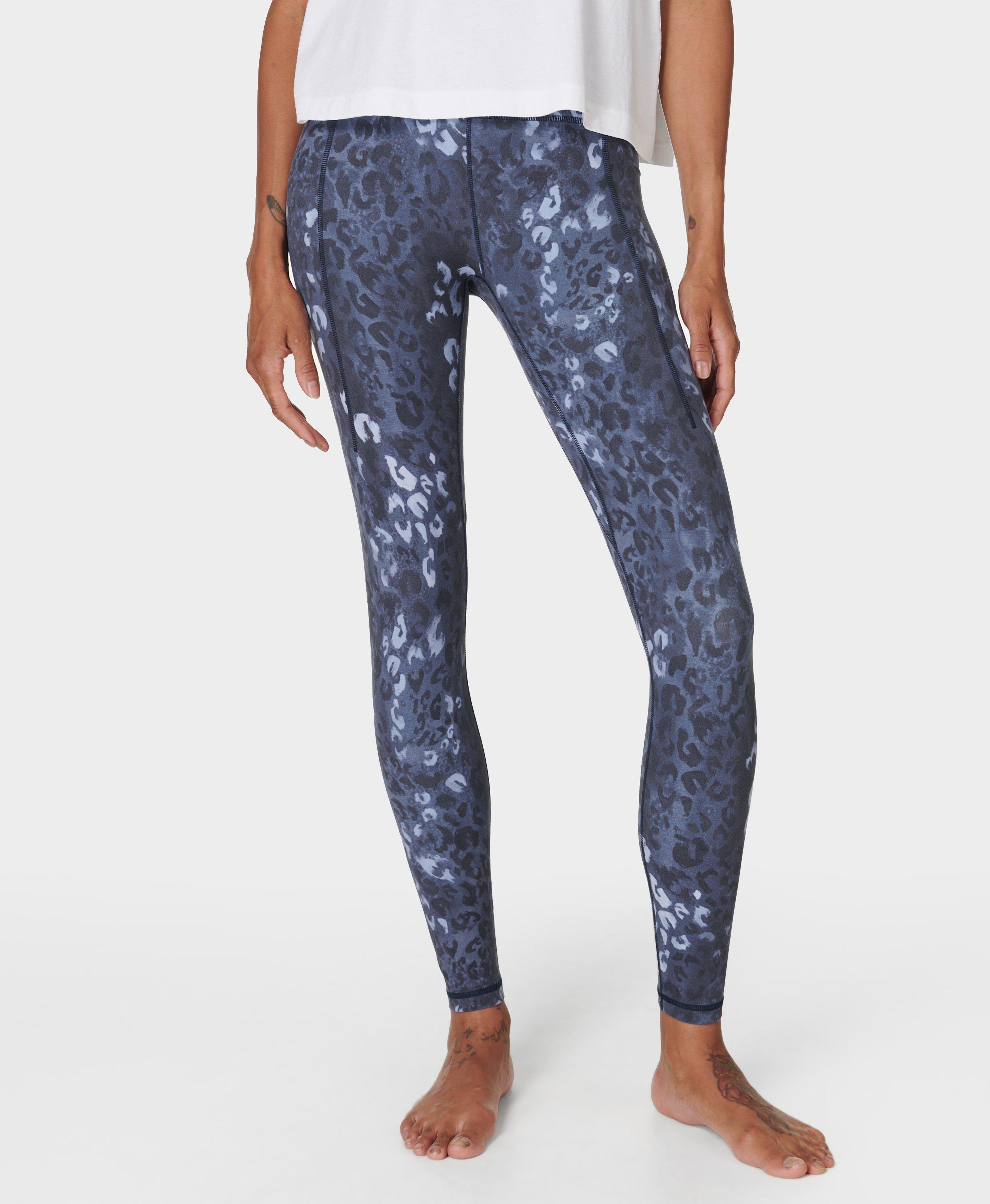 Super Soft Yoga Leggings - Blue Leopard Shadow Print