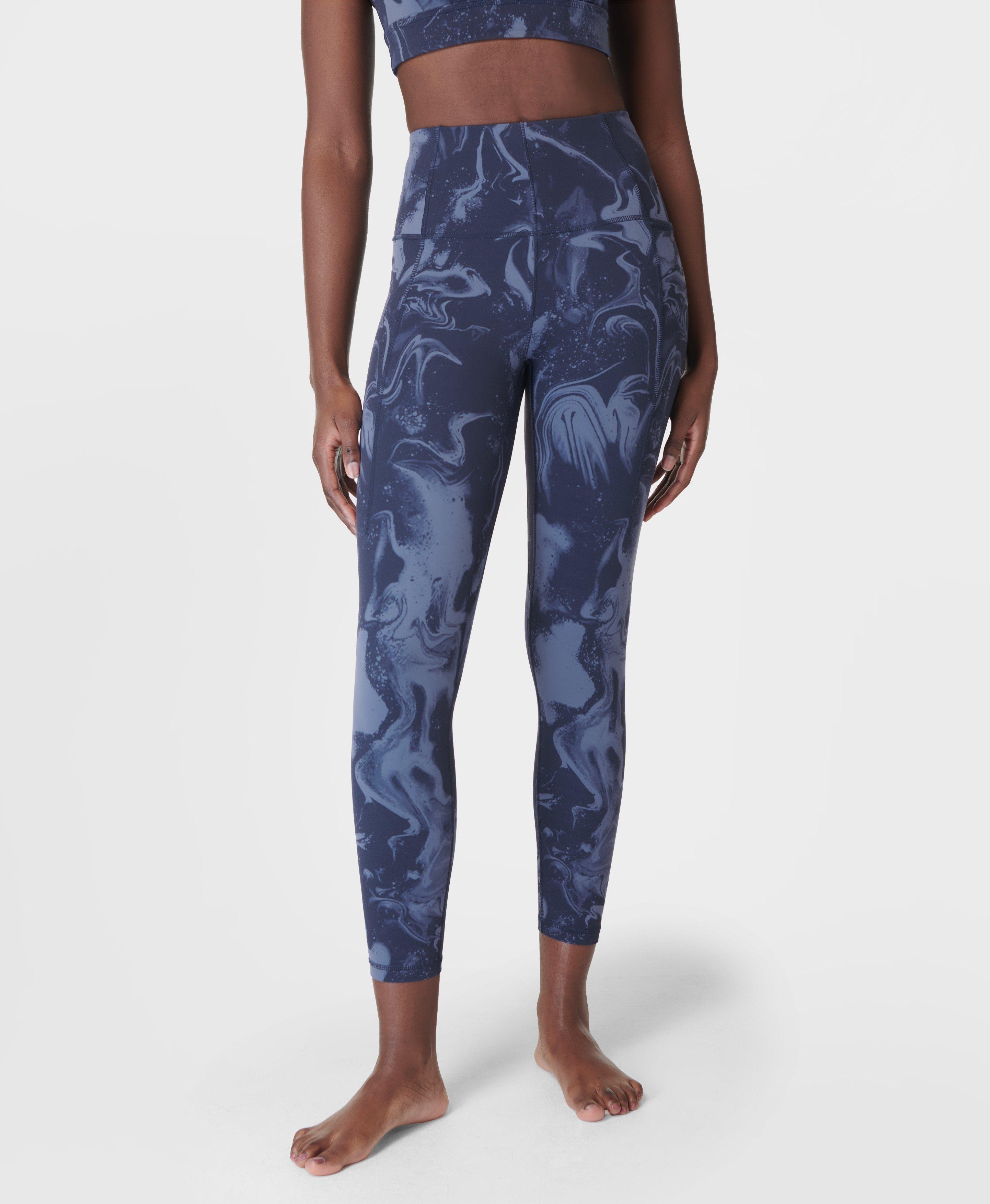 Super Soft 7/8 Yoga Leggings - Blue Marble Speckle Print