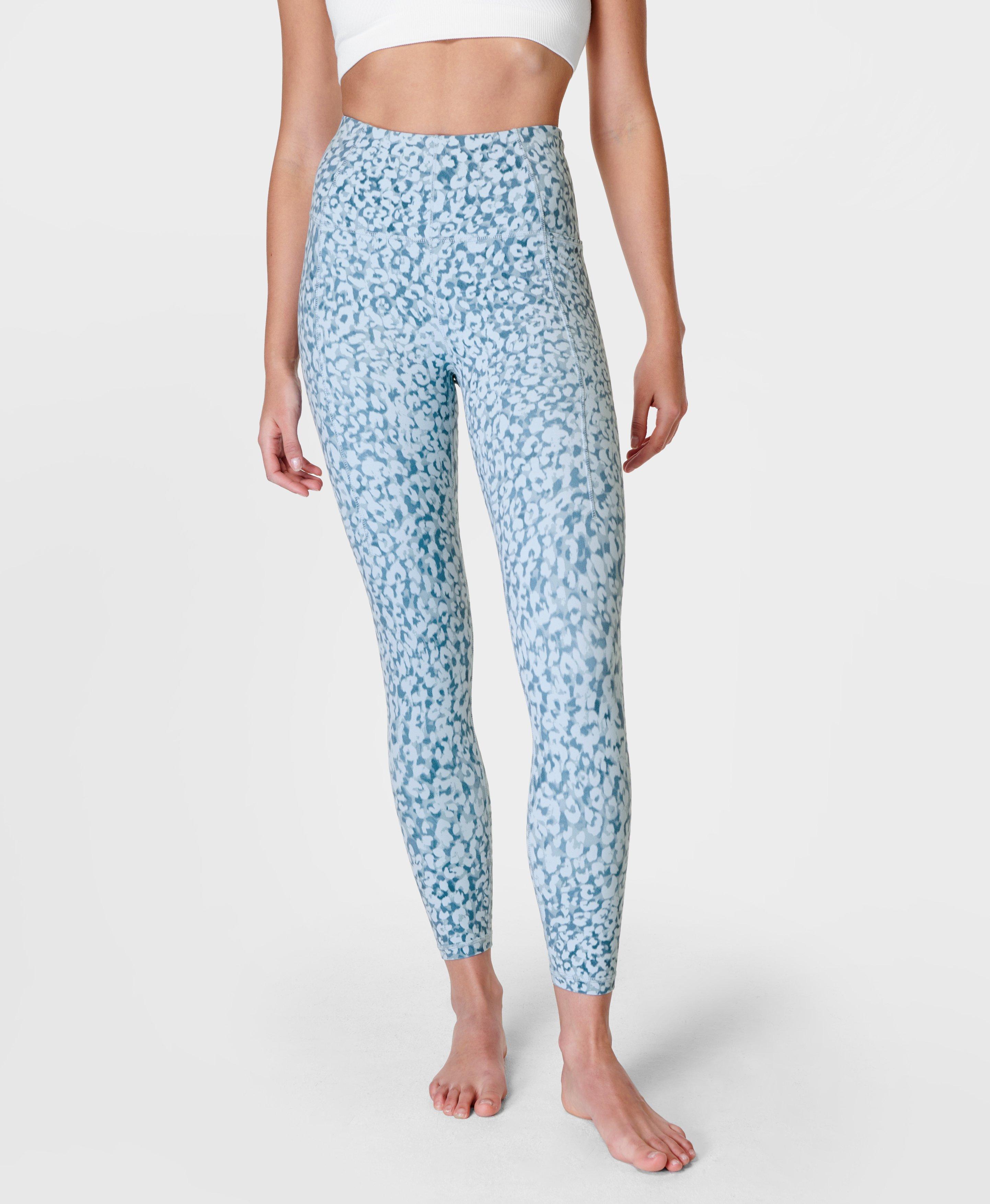 Super Soft 7/8 Yoga Leggings - Blue Snow Leopard Print