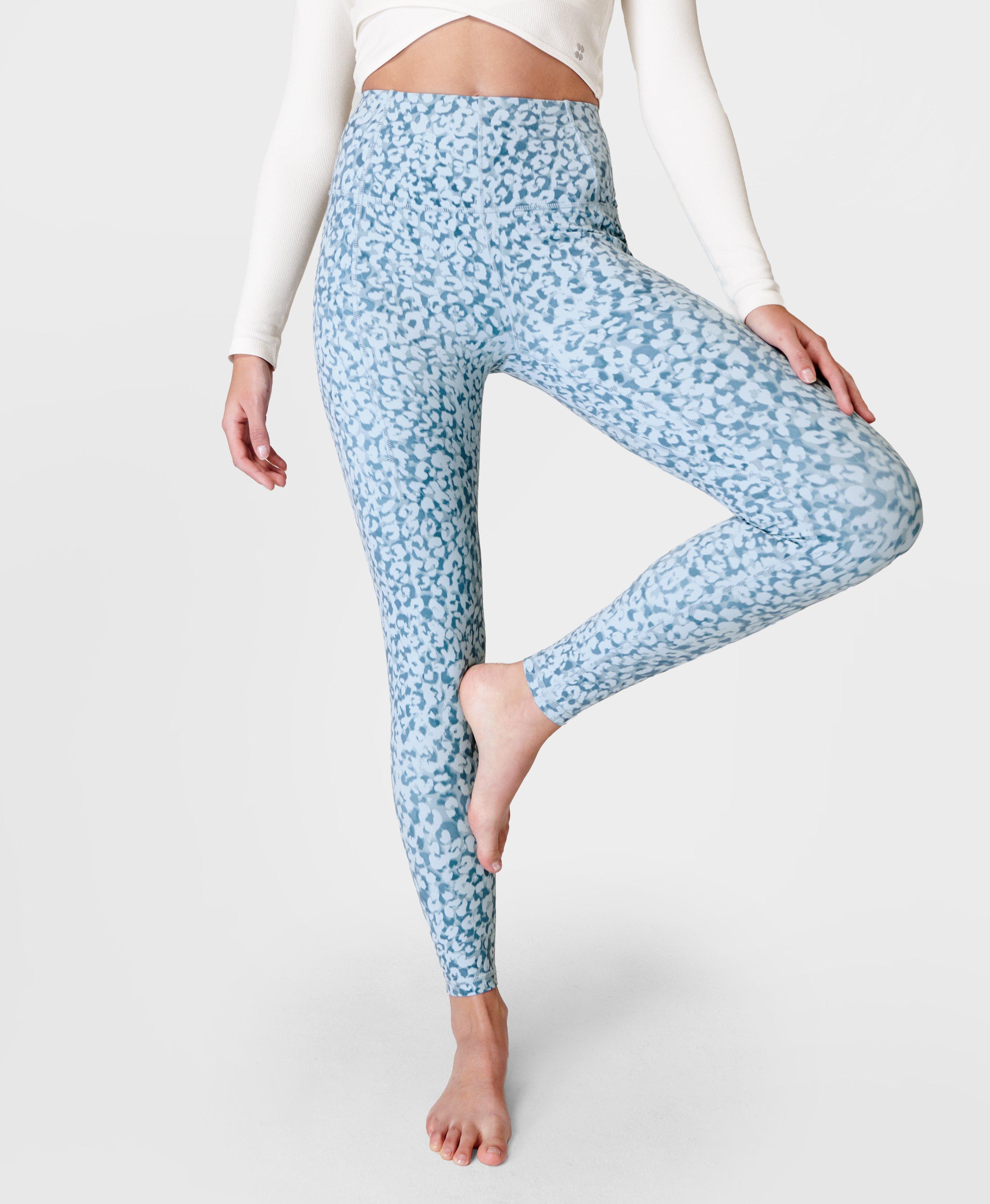 Super Soft Yoga Leggings - Blue Snow Leopard Print