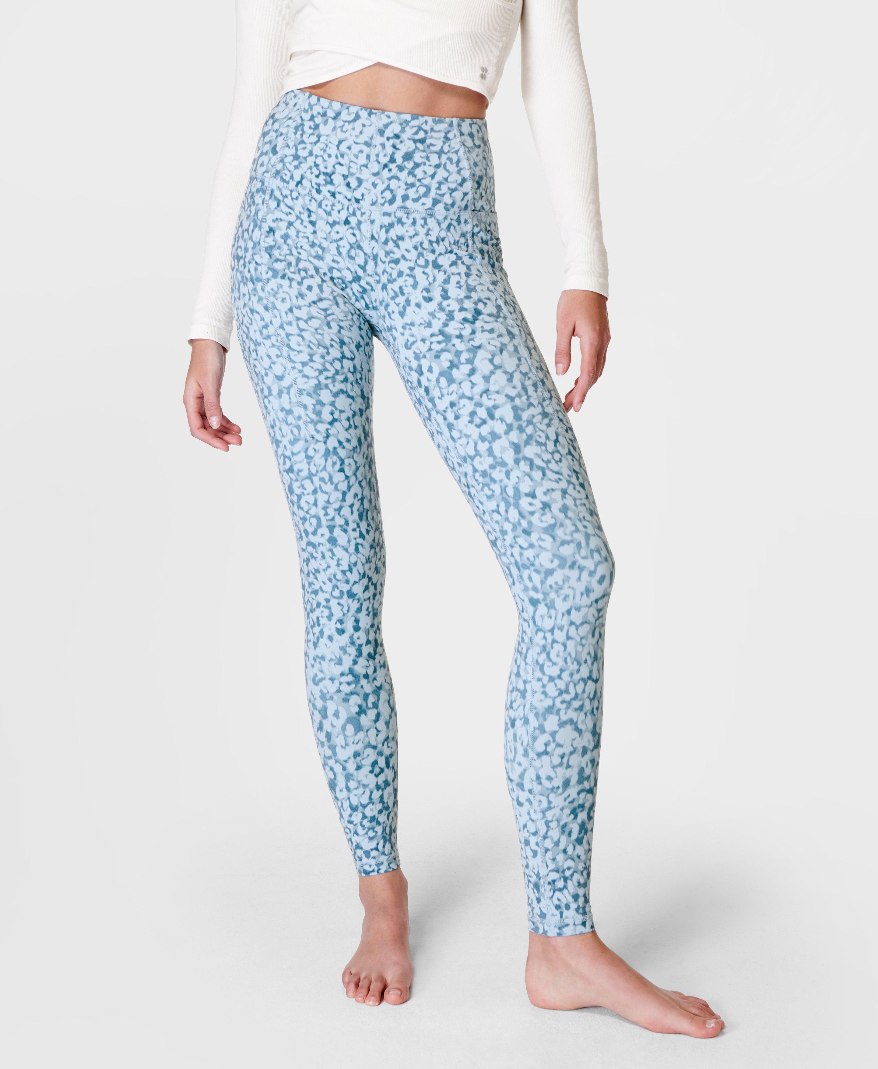 Super Soft Yoga Leggings - Blue Snow Leopard Print