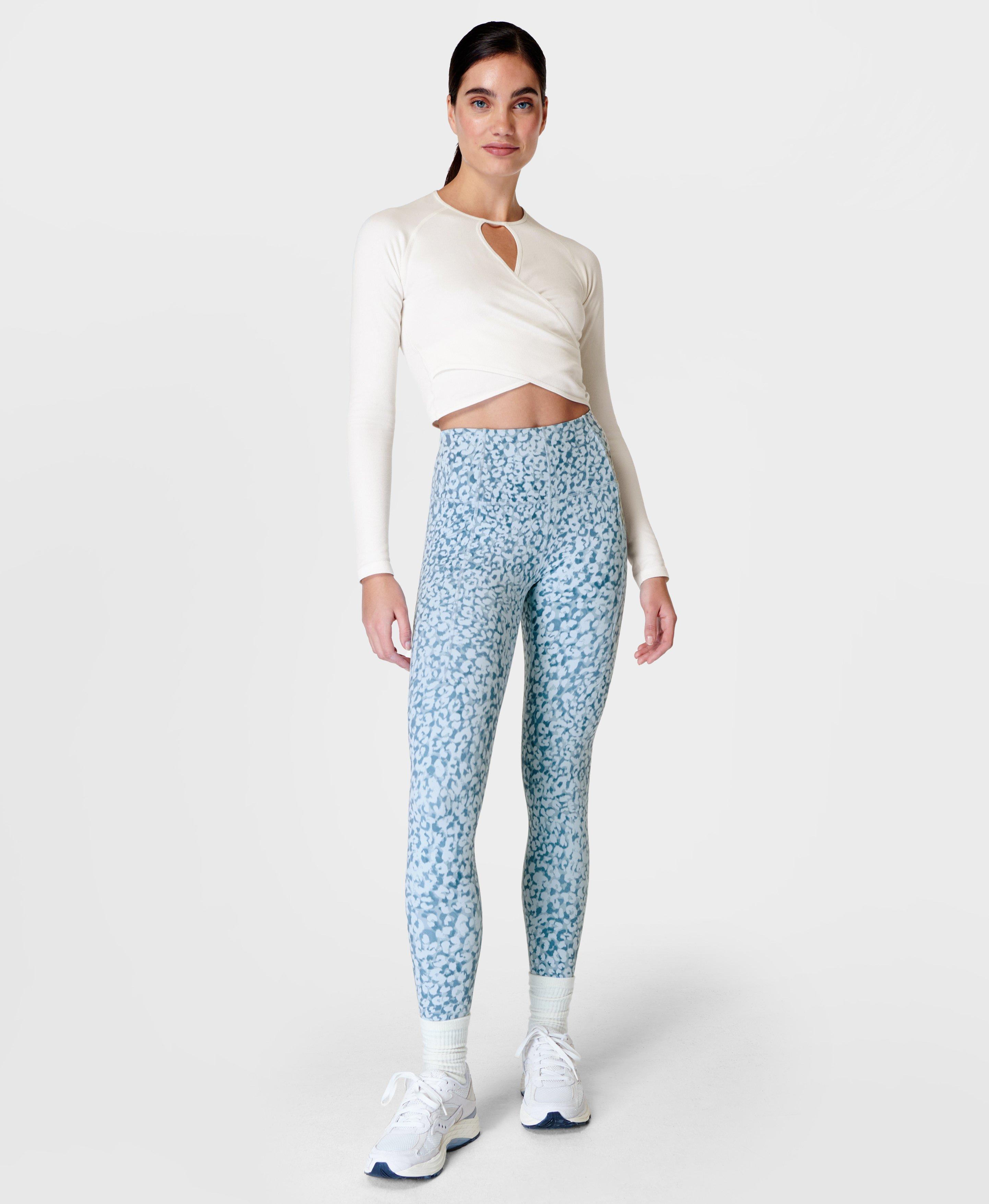 Super Soft 7/8 Yoga Leggings - Blue Snow Leopard Print