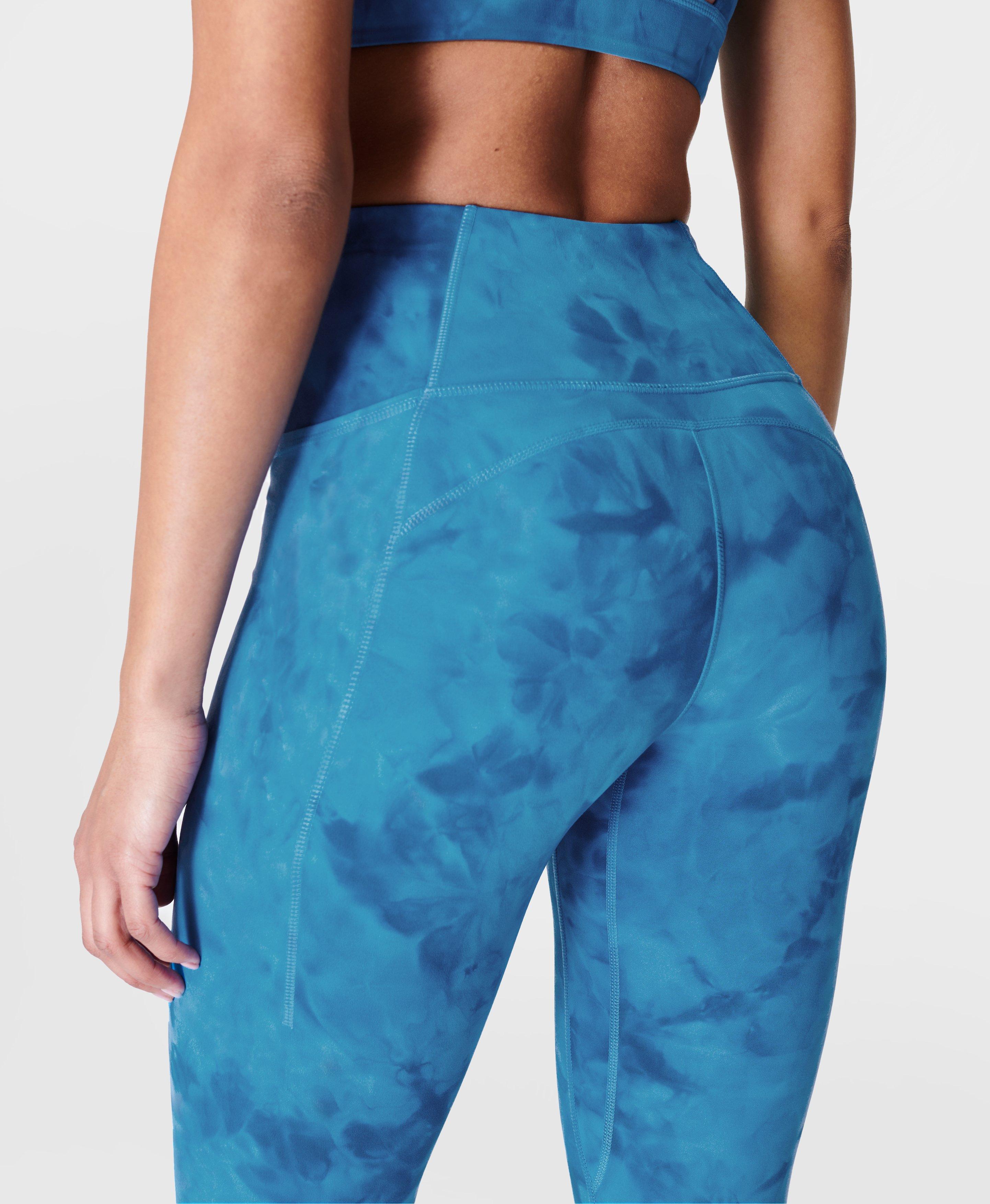 Super Soft 7/8 Yoga Leggings - Blue Spray Dye Print