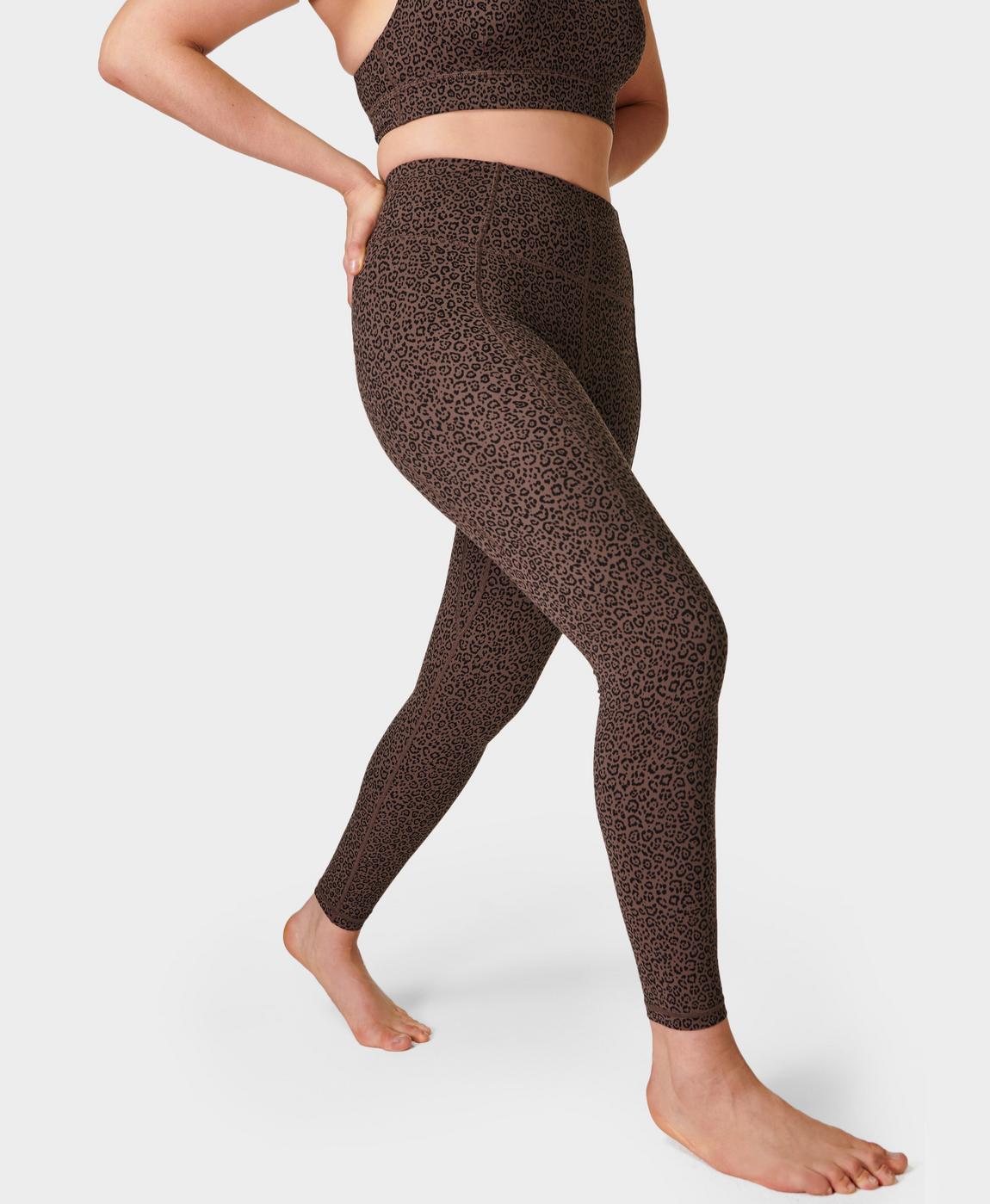 Super Soft Yoga Leggings - Brown Leopard Markings Print